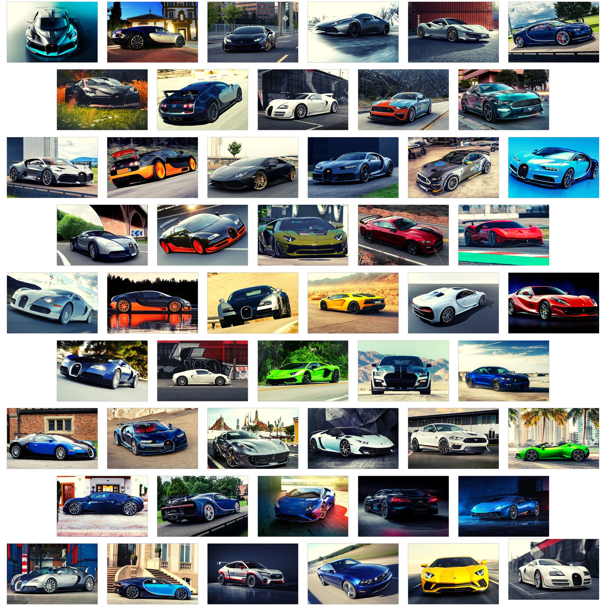 Car Posters For Boys Room, Super Car Wall Collage Kit For Wall Art Prints, Sports Car Pictures Dorm Room Decor For Teen Boys (50