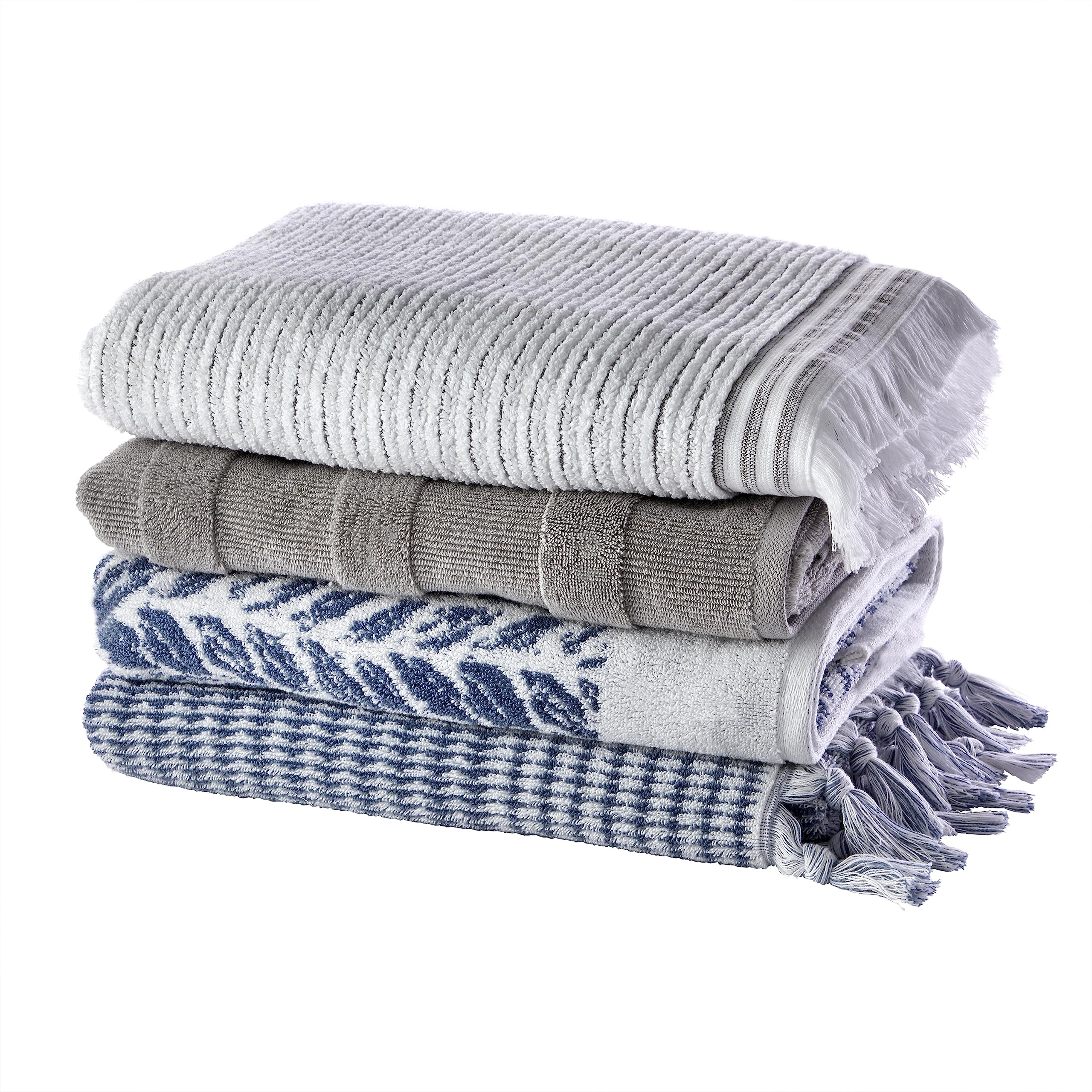 SKL Home by Saturday Knight Ltd. Distressed Leaves Bath Towel Denim Blue 28x54