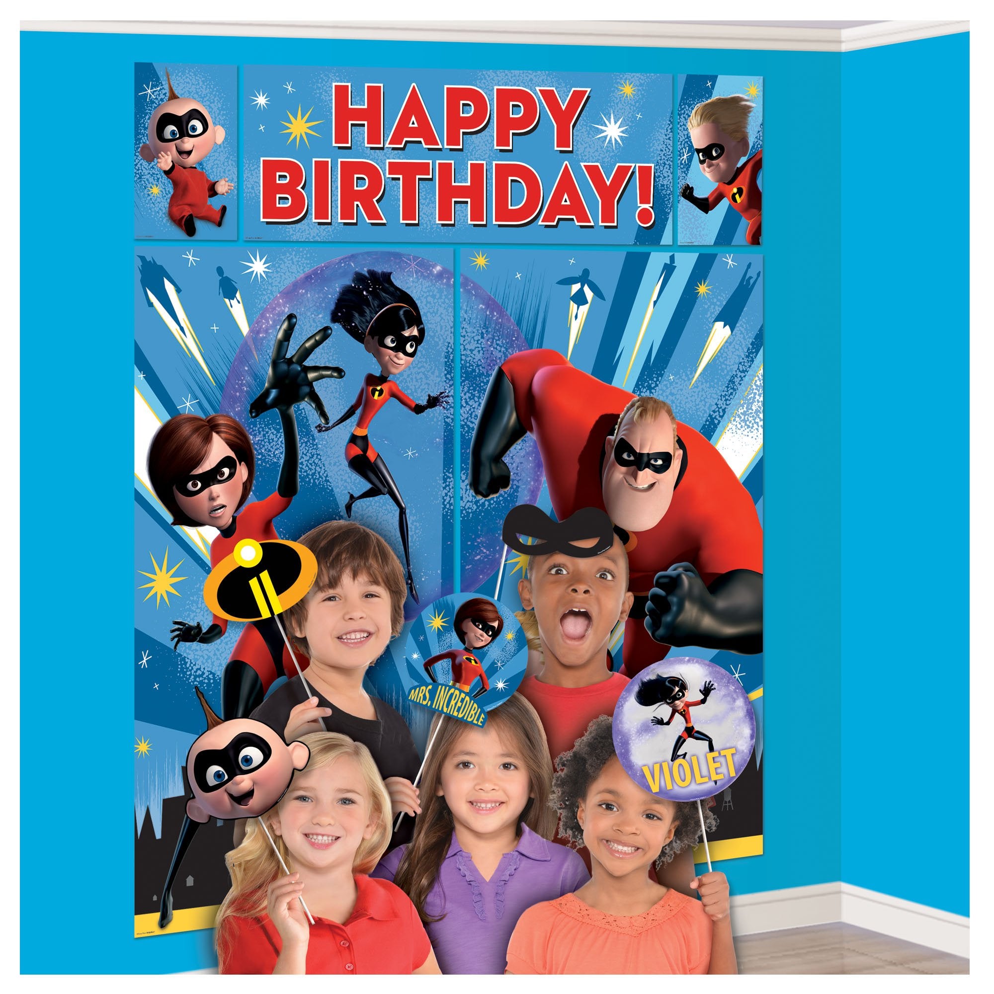 Amscan Disney/Pixar Incredibles 2 Scene Setter with Props, Party Favor, One Size, Multicolor