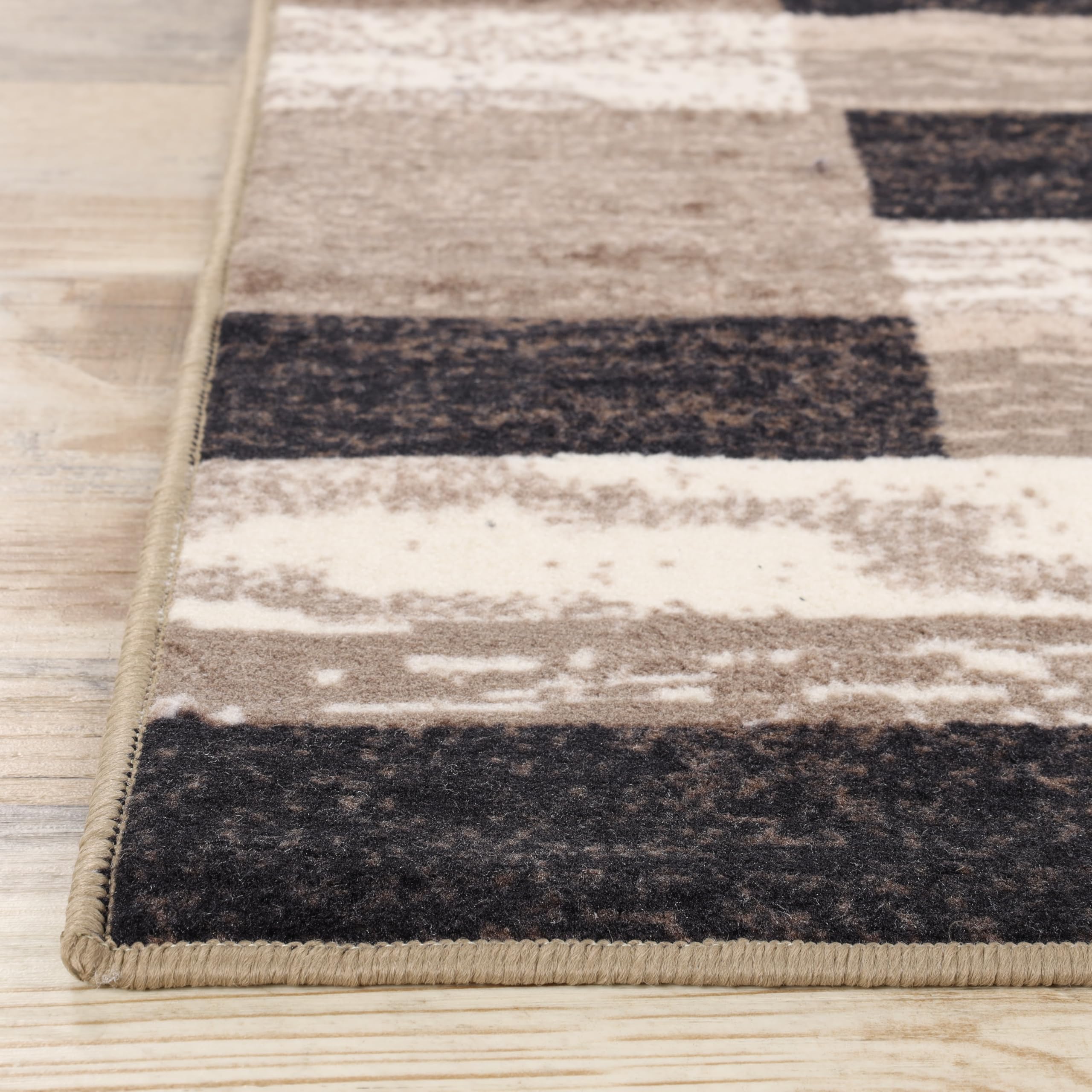 SUPERIOR Indoor Runner Rug, Foam Backed, Modern Geometric Patchwork Floor Decor for Bedroom, Office, Living Room, Entryway, Hard