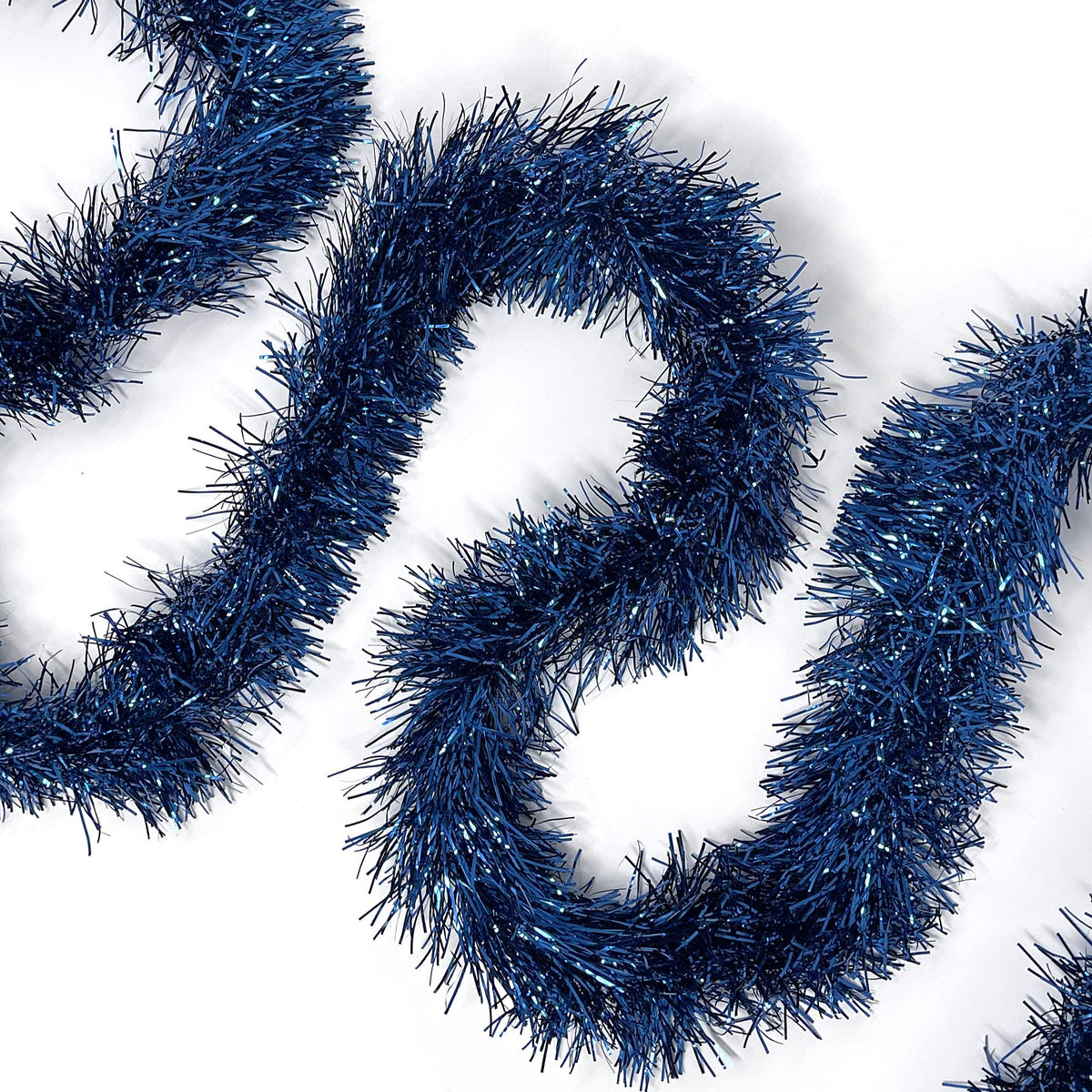 Allgala Navy Blue Tinsel Garland, 50 Feet Christmas Metallic Foil Tinsel Garland Decoration For Holiday Tree Walll Rail Home Off
