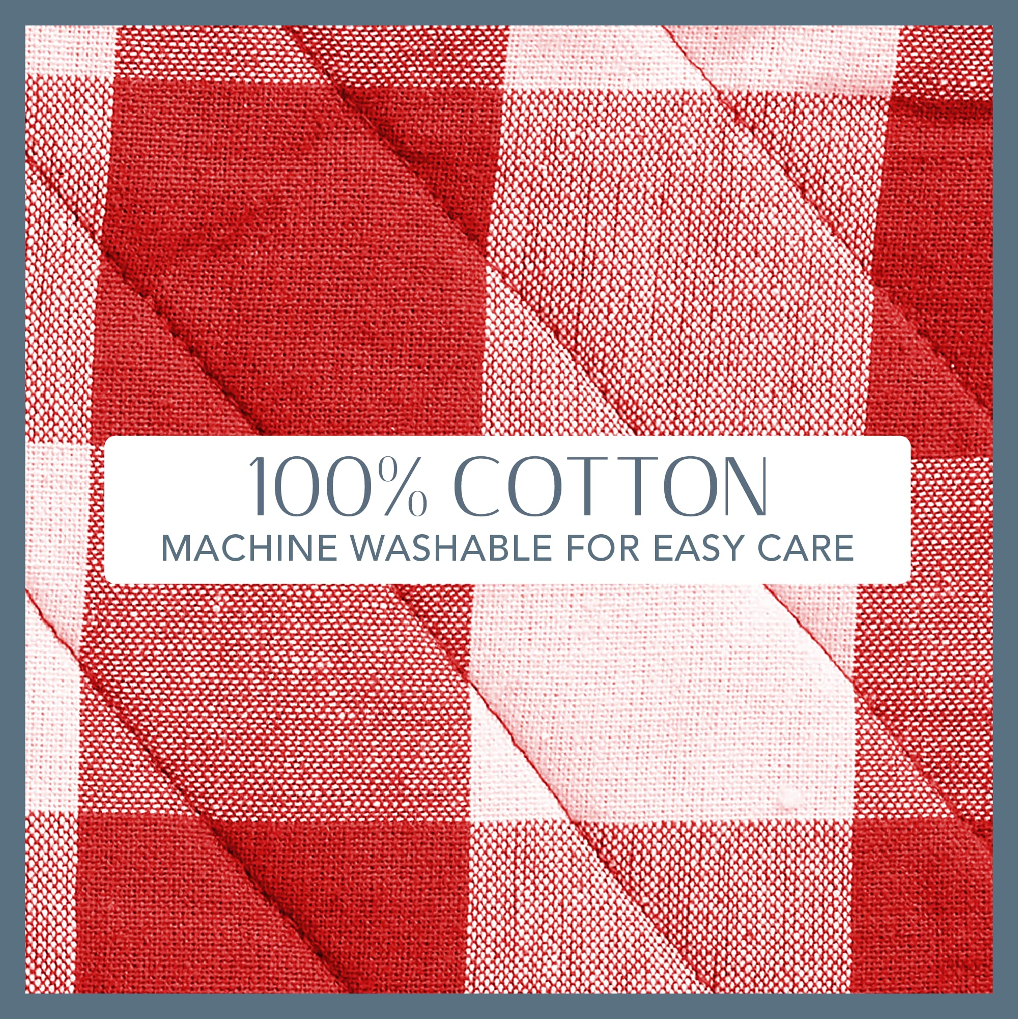 Elrene Home Fashions Farmhouse Living Buffalo-Check Pot-Holder Set, Rustic Pot Holders For Kitchen, Set Of 2, 8'' X 9'', Red/Whi