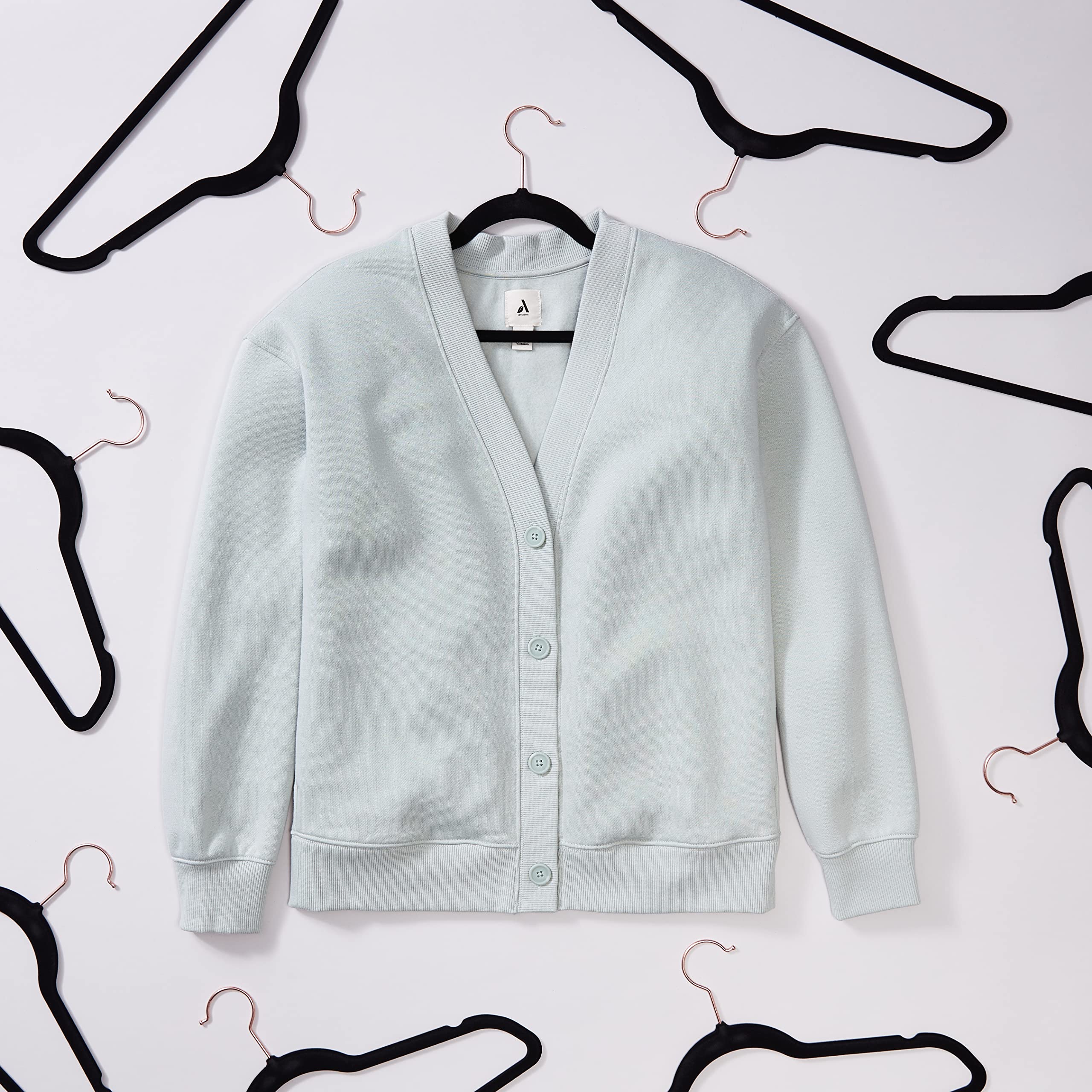 Amazon Basics Slim, Velvet, Non-Slip Suit Clothes Hangers, Black/Rose Gold - Pack Of 100