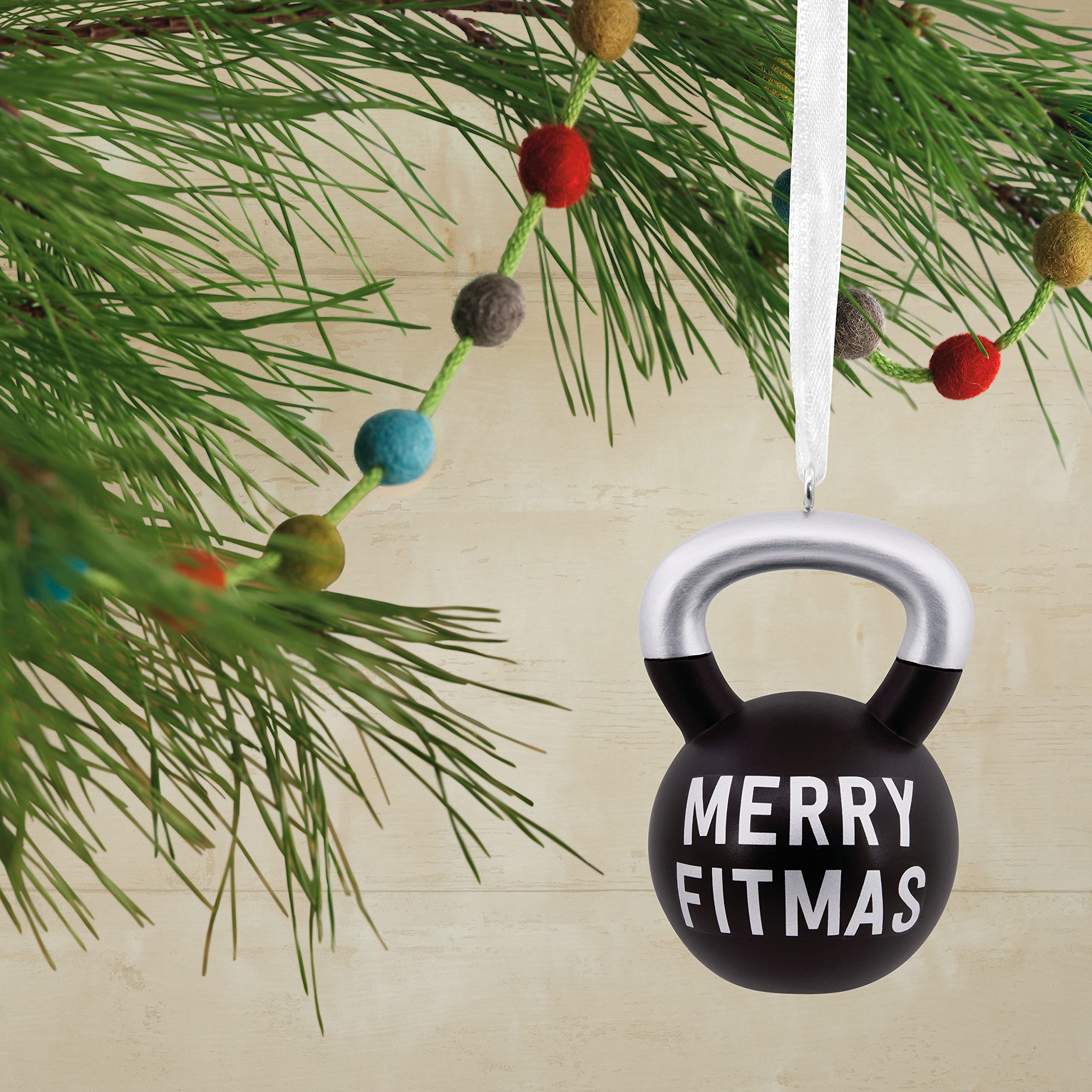 Hallmark Merry Fitmas Kettlebell Resin Christmas Ornament,Multi Color,0001HGO2905