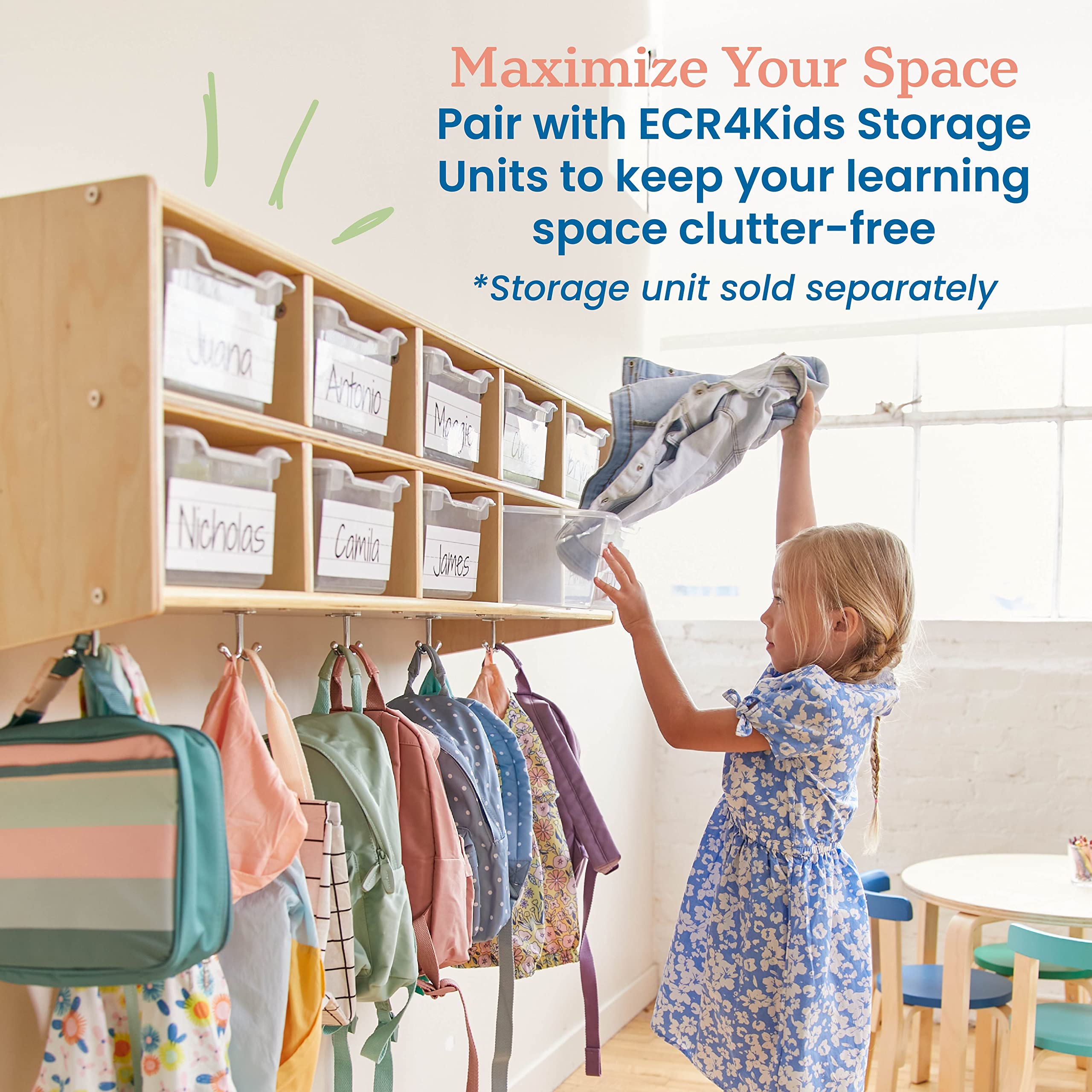 Ecr4Kids Scoop Front Storage Bins, Multipurpose Organization, Clear, 10-Piece