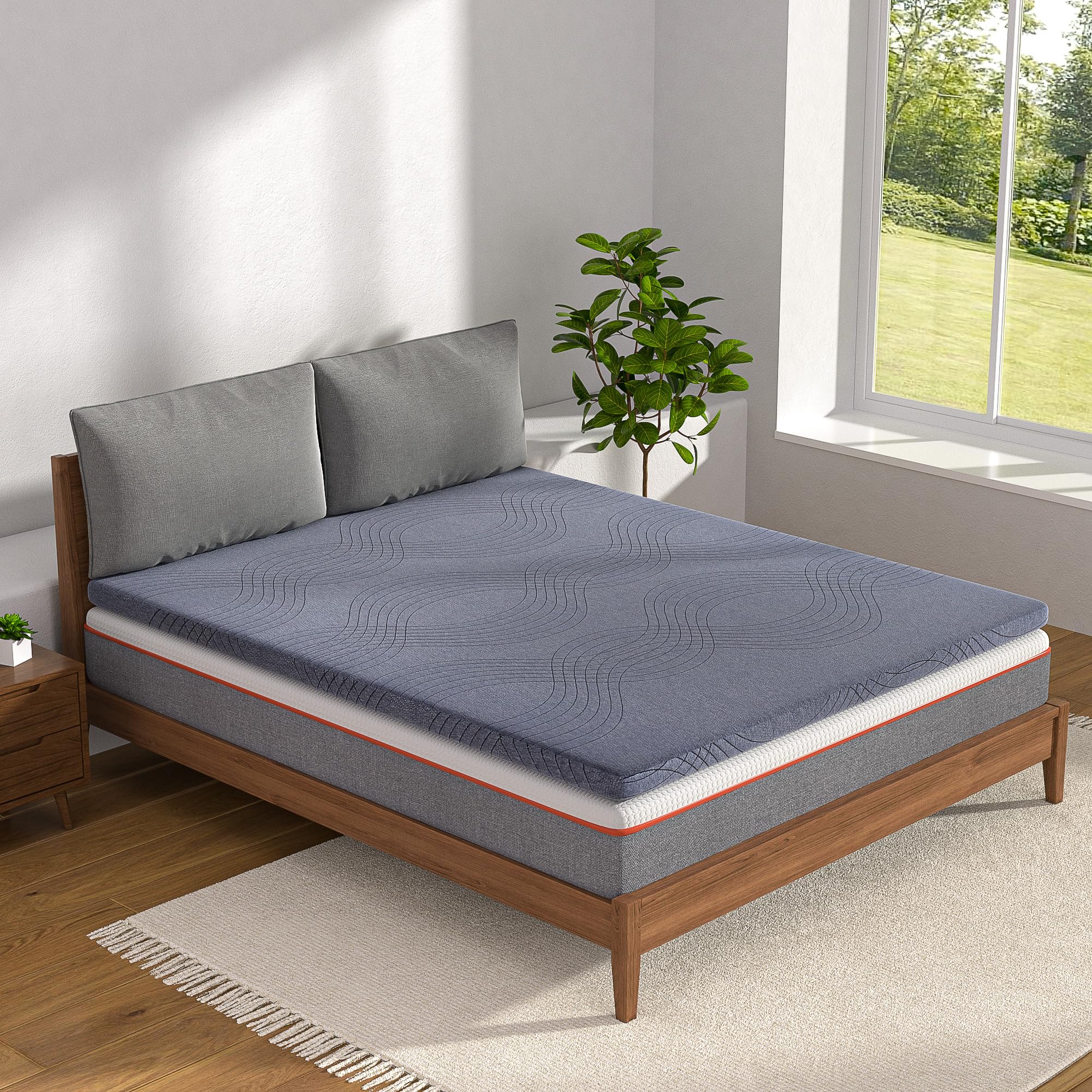 Vecelo 8 Inch Charcoal Infused Memory Foam Full Mattress And 2 Inch Fresh Cooling Gel Mattress Topper (10 Inch Total), Medium Fi