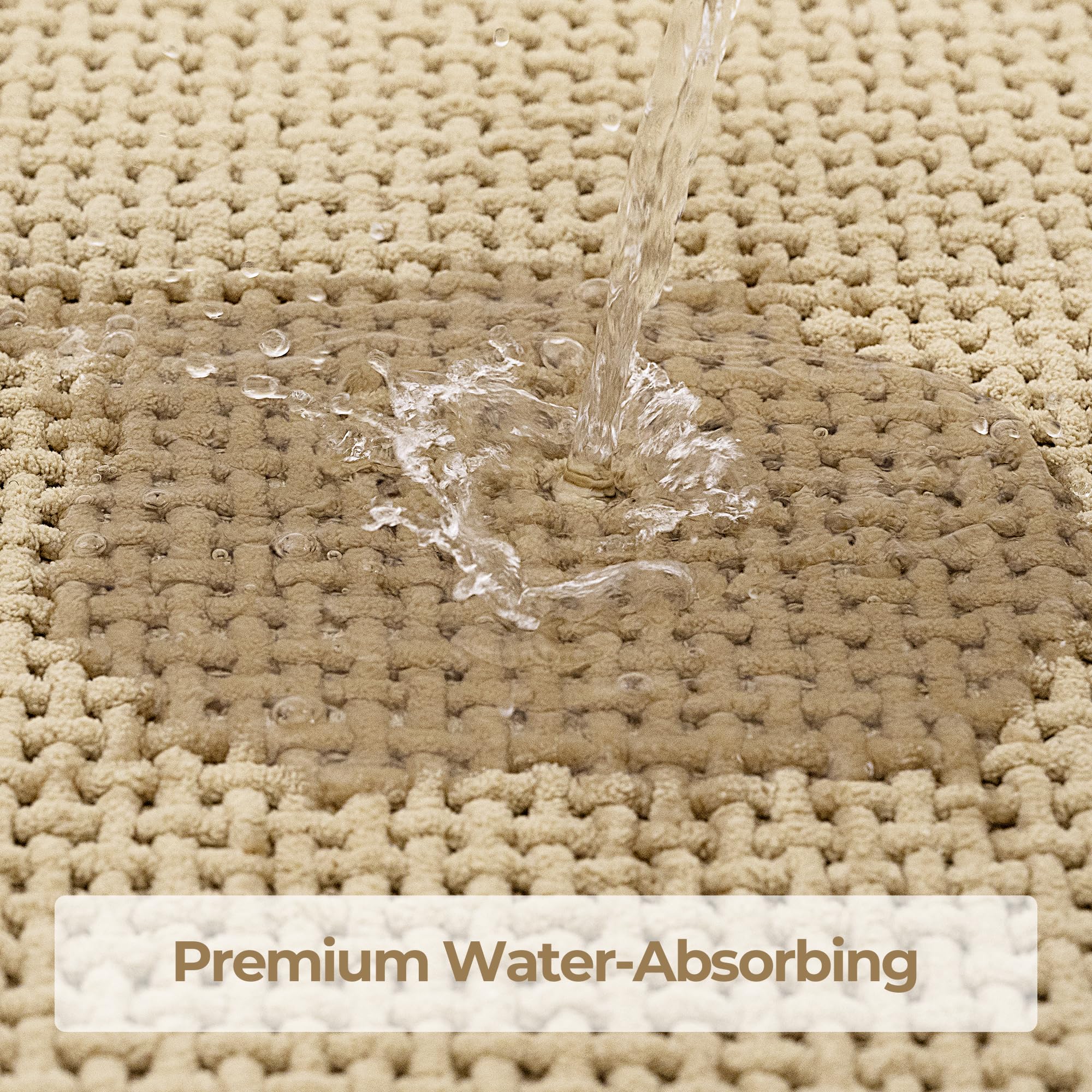 Granny Says Beige Bathroom Rugs Non Slip Washable, Absorbent Bath Mats For Bathroom, 32'' X 20'', Thin Chenille Bathroom Rug, Qu