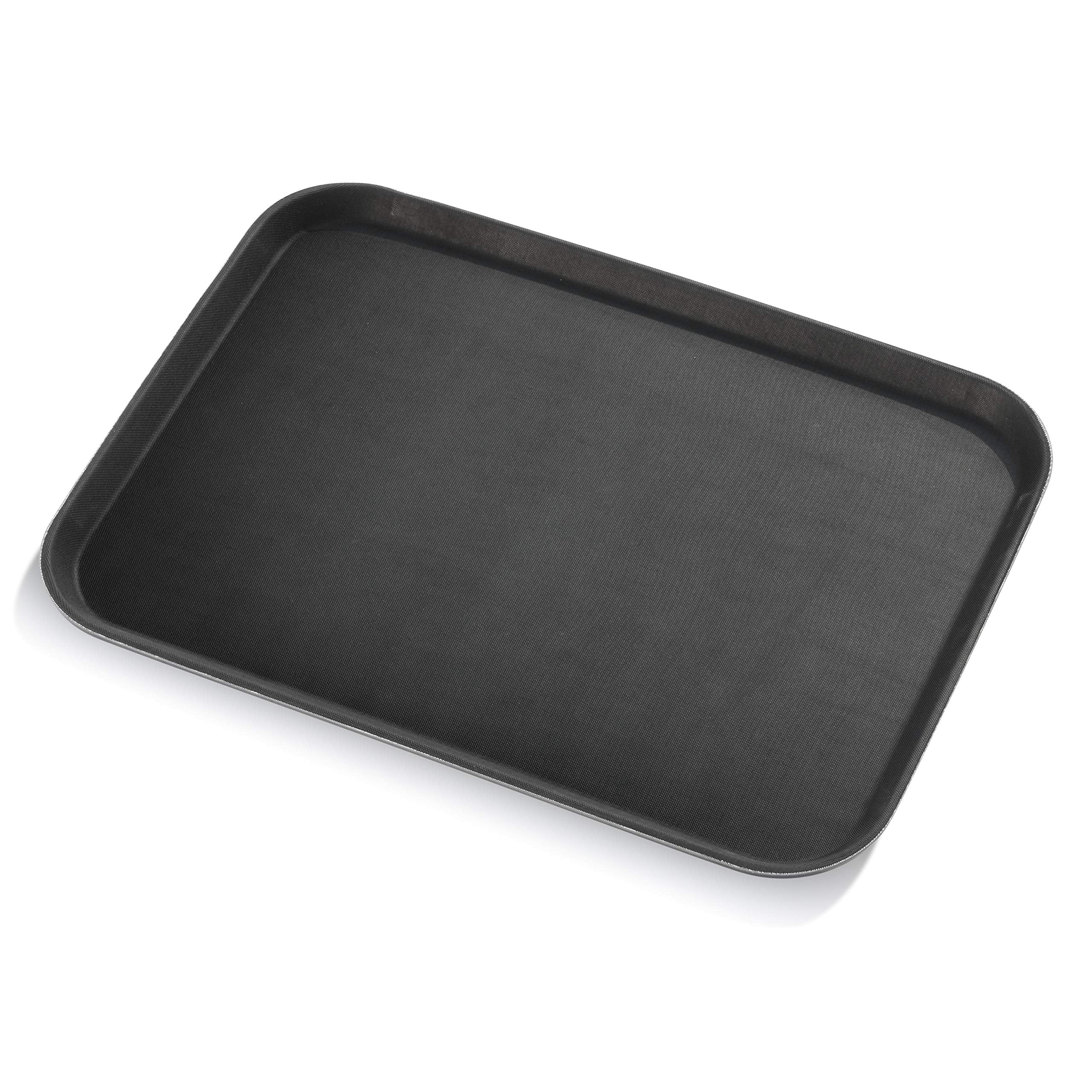 New Star Foodservice 25279 Restaurant Grade Non-Slip Tray, Plastic, Rubber Lined, Rectangular, 16-Inch X 22-Inch, Black