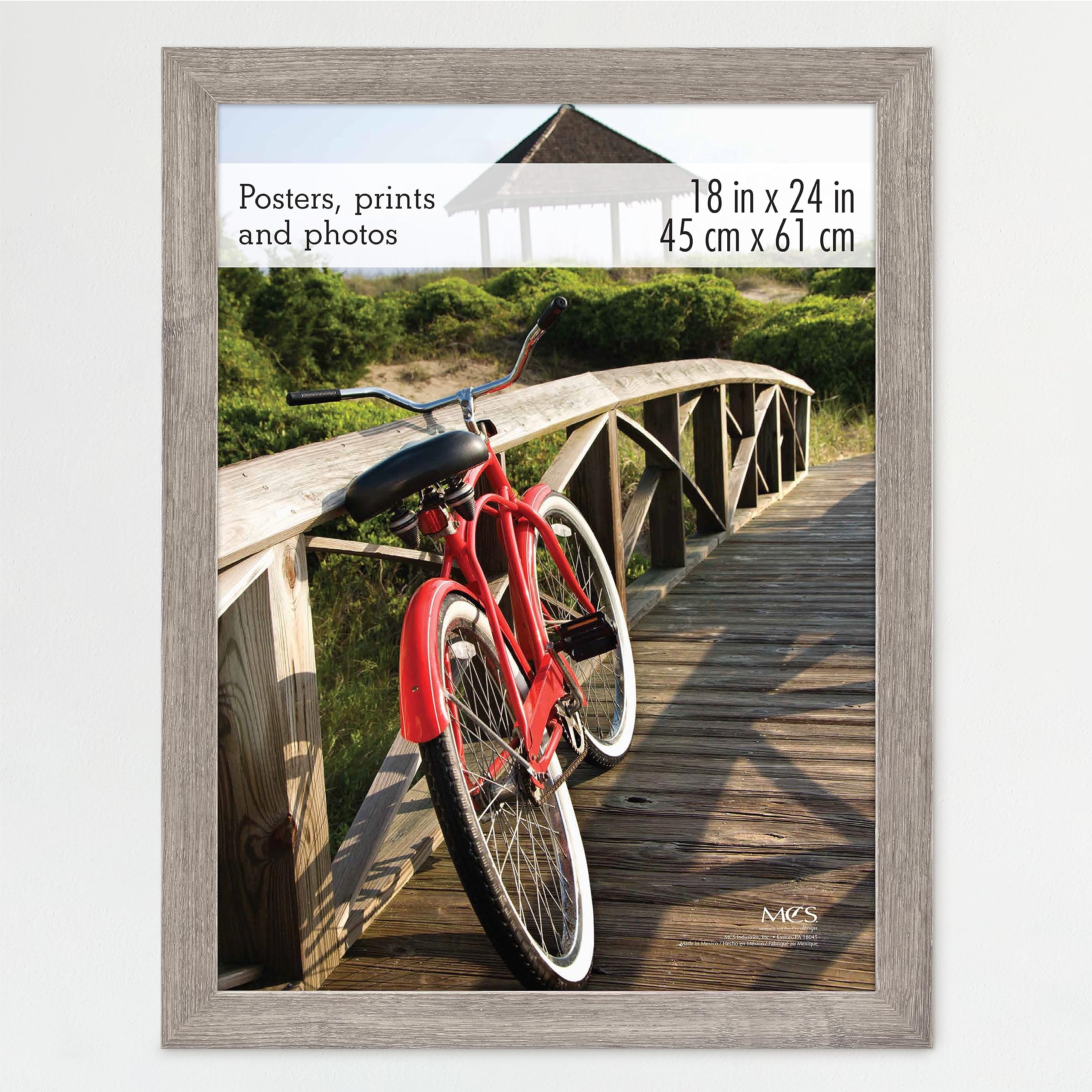 MCS Museum Poster Frame 18x24 Barnwood, Vertical & Horizontal Wall Hanging Large Picture Frame for Photos, Posters & Art Prints 
