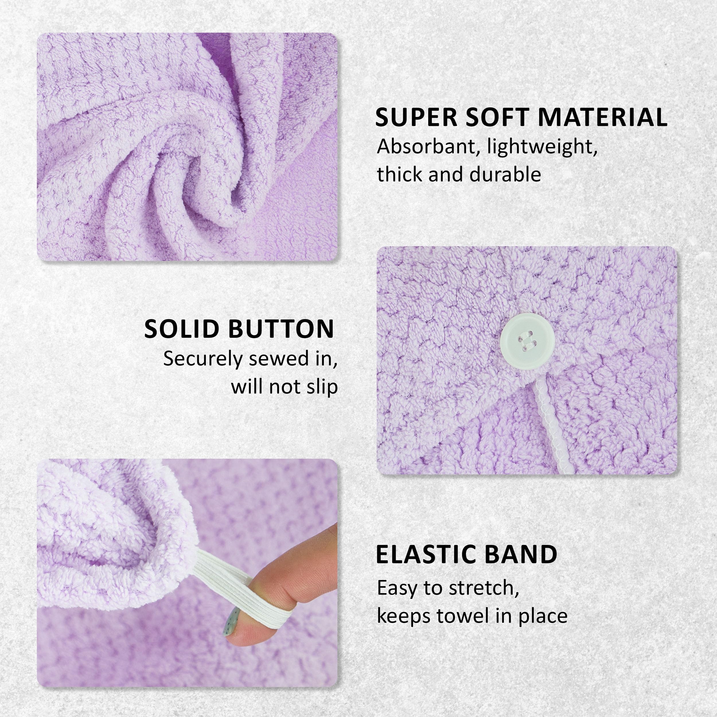 Expressions Microfiber Hair Towel in Lavender - 1pc Super Soft Ultra Absorbent Hair Towel, Luxury Hair Care Towel, Gentle Hair D