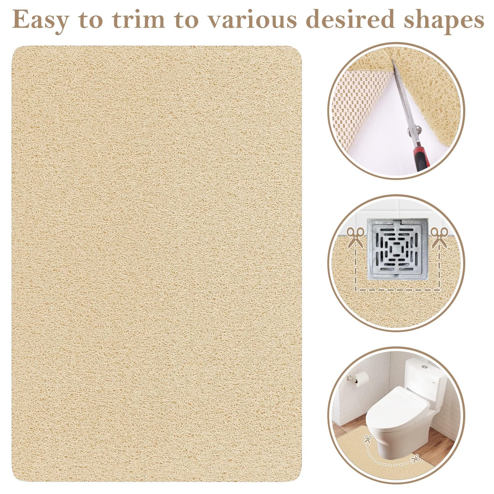 Shower Mat Bathtub Mat Non-Slip,32X24 Inch, Soft Tub Mat With Drain,Pvc Loofah Bath Mat (Phthalate Free) For Tub And Bathroom,Qu