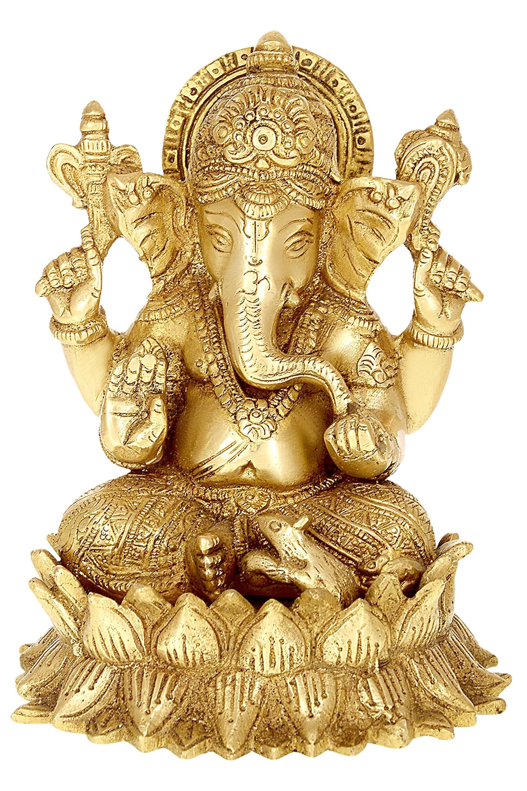 Dattatreya Brass Lord Ganesha Ganesh Murti Statue Idol, Height 6 Inches