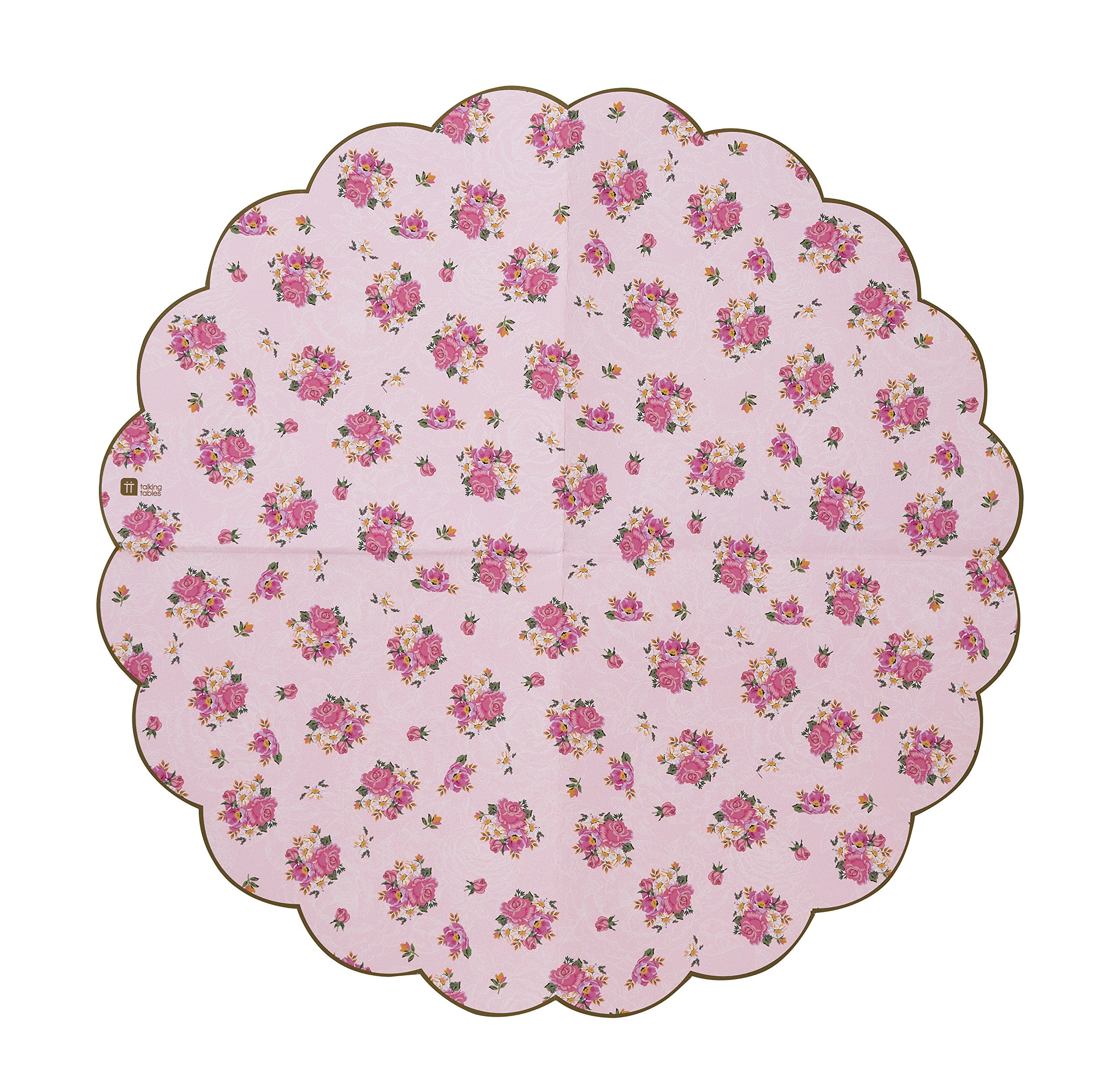 Talking Tables Truly Scrumptious Scalloped Floral Paper Table Napkins For A Tea Party, Pink (20 Pack)