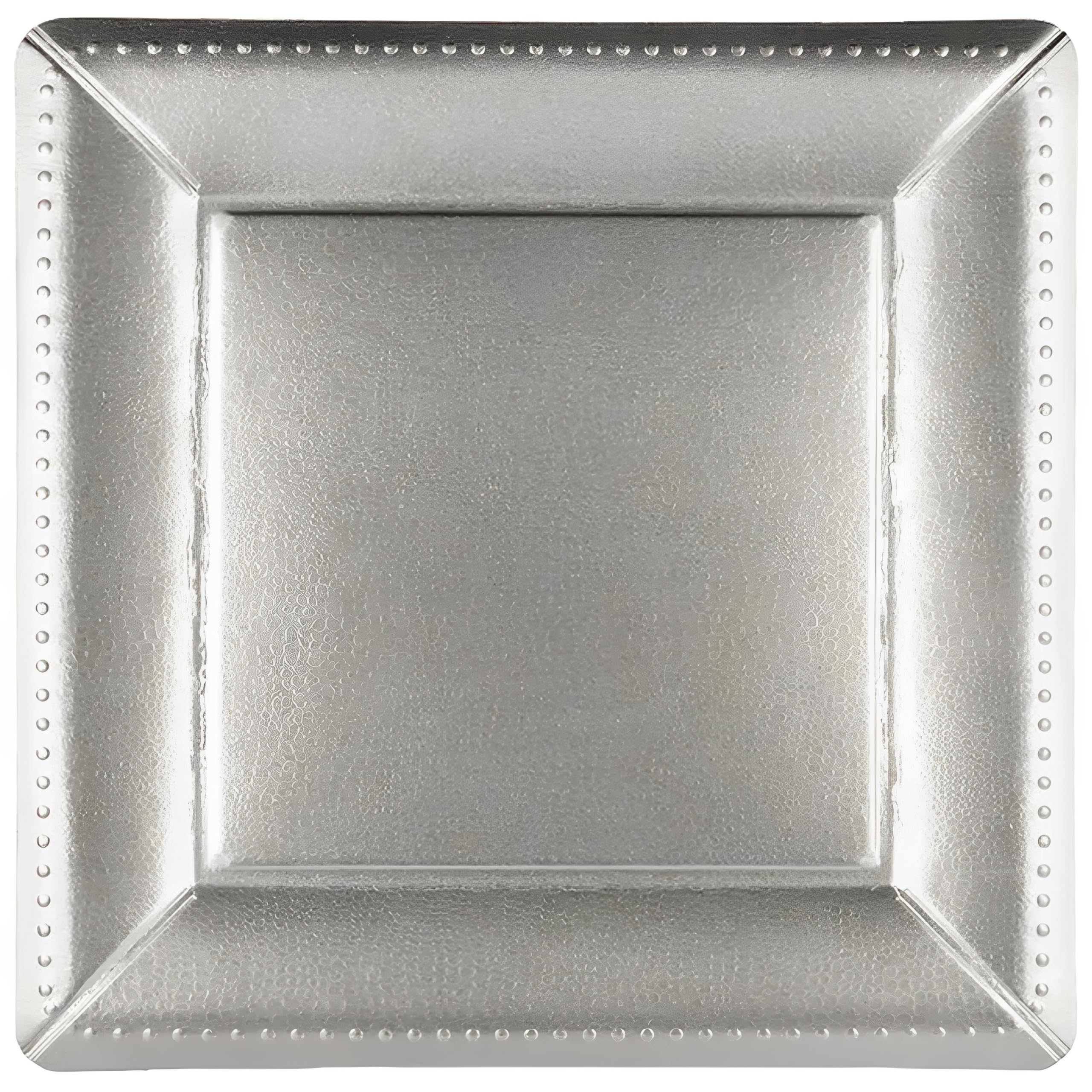 Kaya Luxurious Silver Square Edge Beaded Paper Disposable Charger Plates - 13'' (Pack Of 10) - Elegant And Eco-Friendly - Perfec