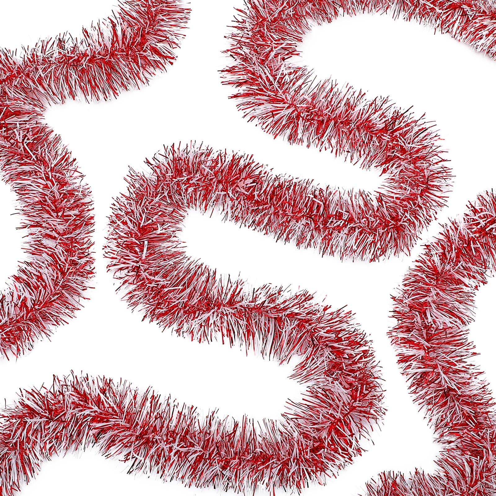 WILLBOND 50 Feet Christmas Tinsel Garland for Christmas Tree Decorations Metallic Tinsel Twist Garland Wedding Birthday Hanging 