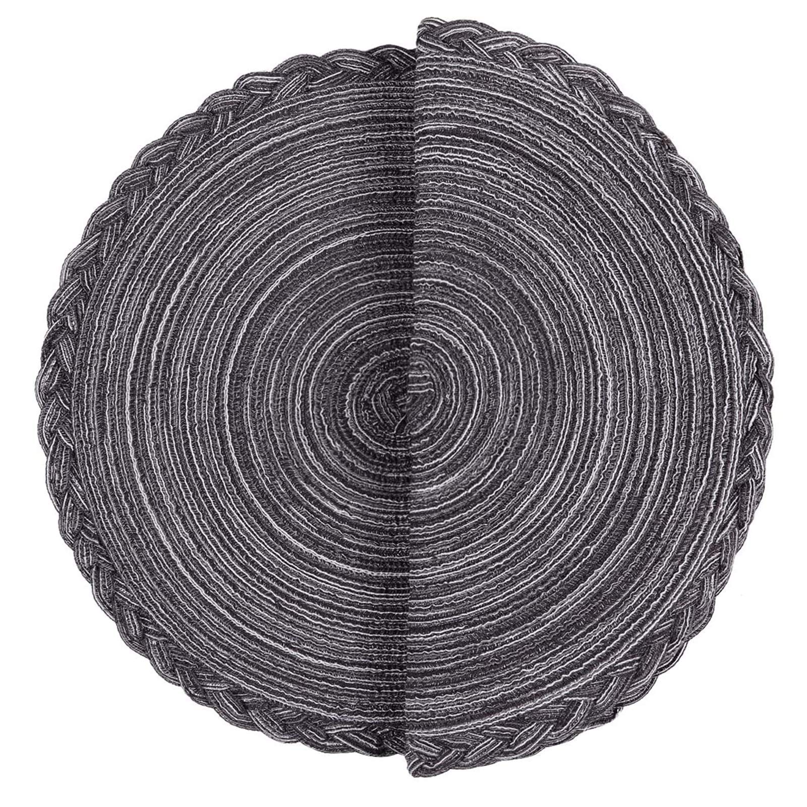 Abuzhen Indoor And Outdoor Round Cotton Placemat, Round Braided Placemats Round Table Mats For Dining Tables 15 Inch (Gray And B