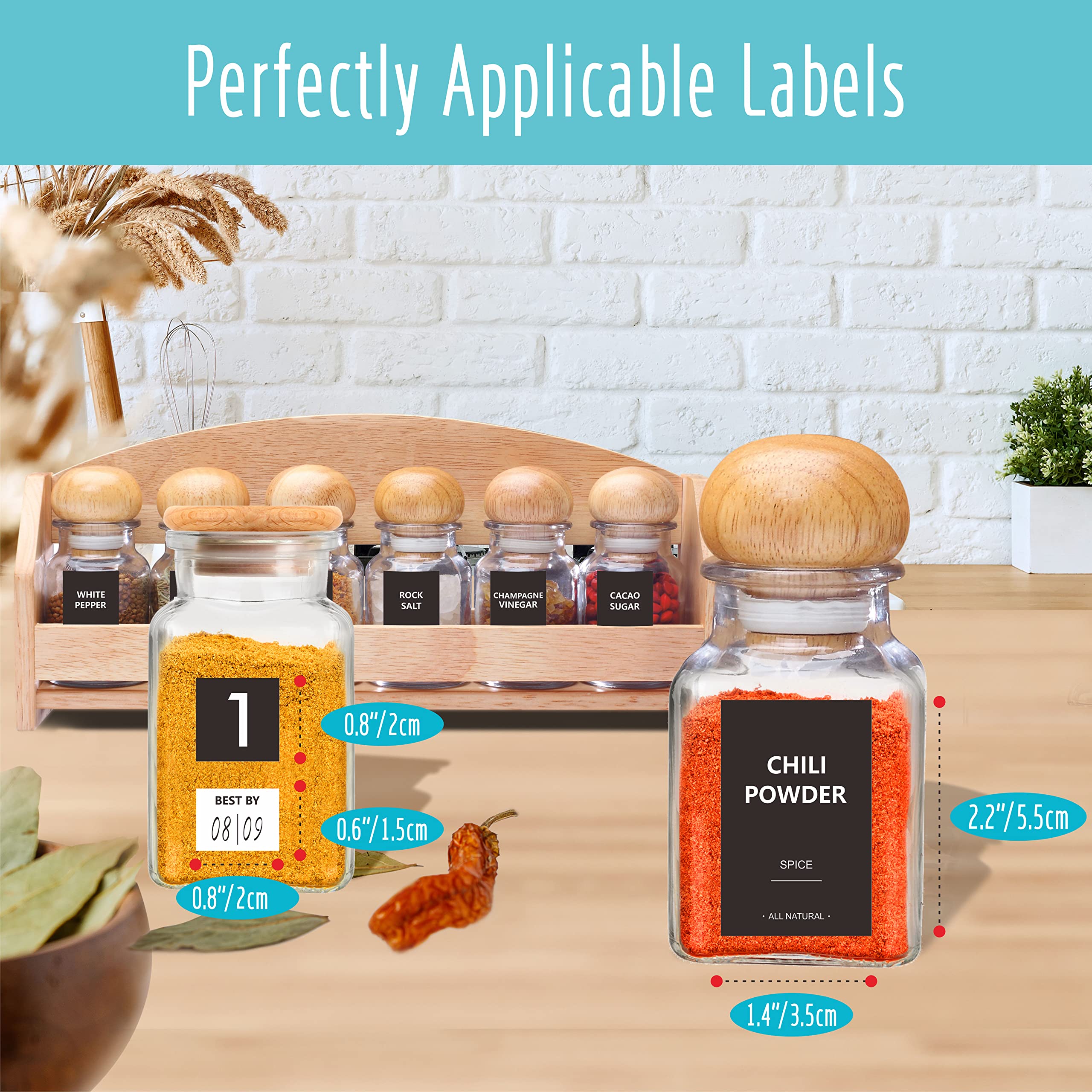 432 Removable Spice Labels, 396 Pre-Printed Herb Seed Seasoning Sauce Oil Vinegar Stickers, 36 Blank Ones, Waterproof Oil&Tear R