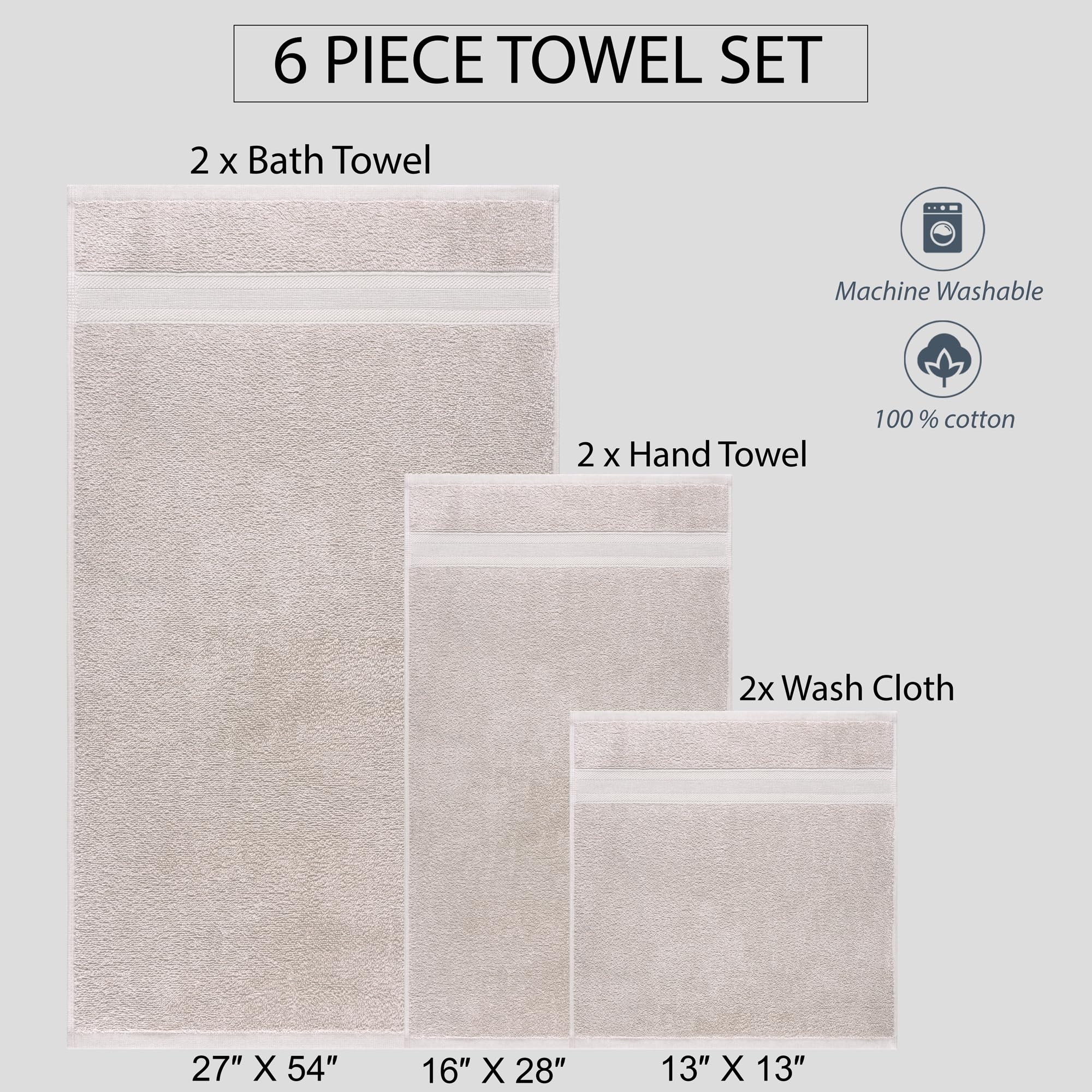 Quick-Dry, Soft & High Absorbent Bath Towels Cotton Turkish Bath Towel Set Of 6 | Daily Use 100% Cotton Towels For Bathroom, Gym