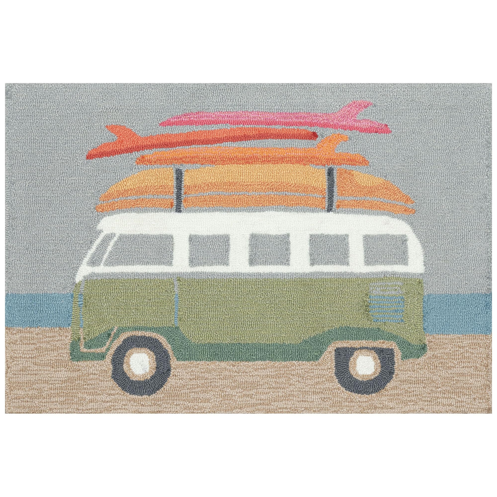 Liora Manne FrontPorch Indoor/Outdoor Hand Tufted Durable Area Rug - Contemporary Graphic Coastal Beach Colorful (Summer of Ruff