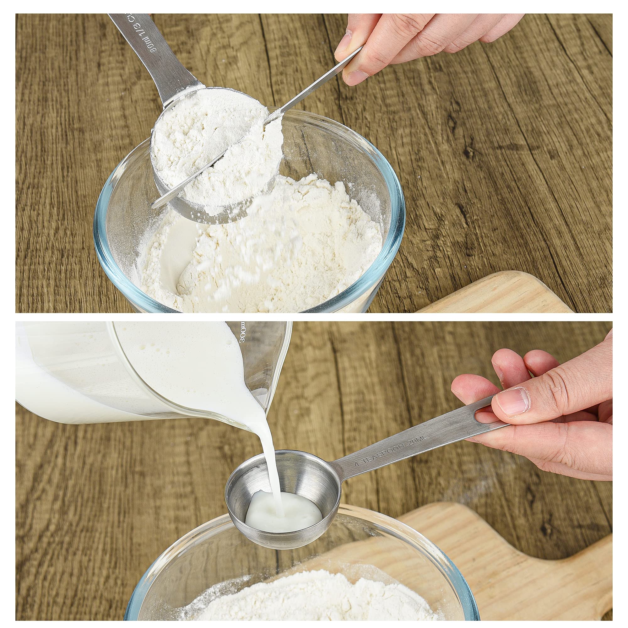 Measuring Spoons, Stainless Steel Measuring Spoons Set, 18/8(304) Steel Measuring Spoons, Heavy Duty 8 Measuring Spoons And 1 Le