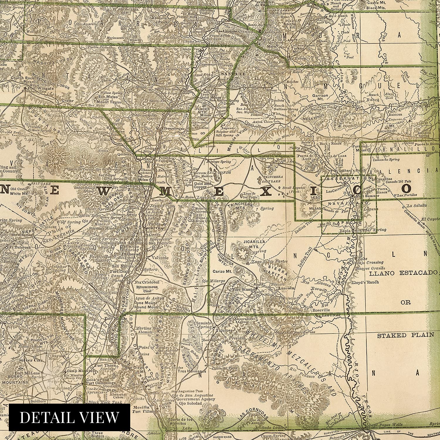 Historix Vintage 1879 New Mexico State Map Print - 24X36 Inch Vintage New Mexico Map Poster - Old Wall Map Of New Mexico - State