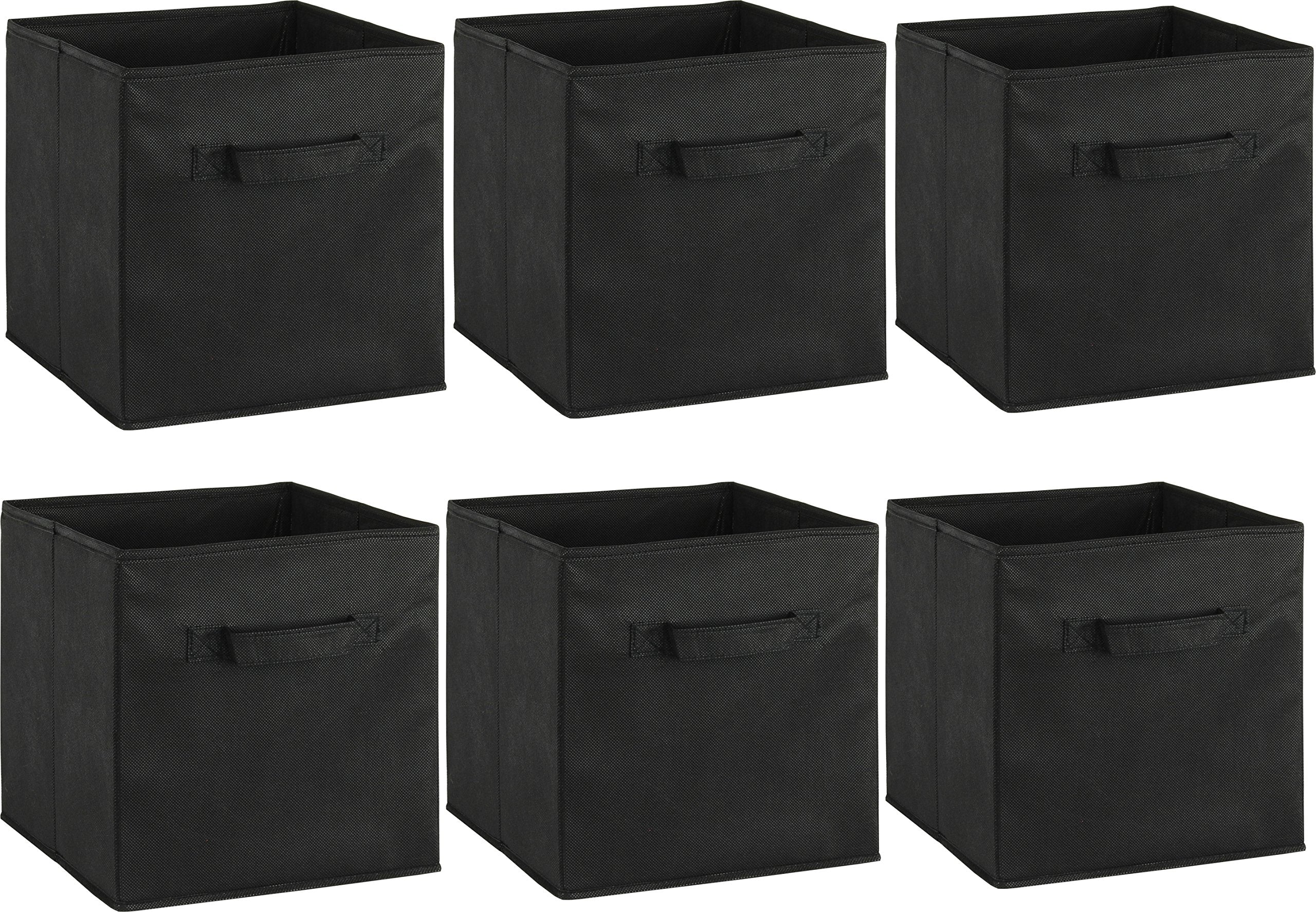 6 Pack - SimpleHouseware Foldable Cube Storage Bin  Black