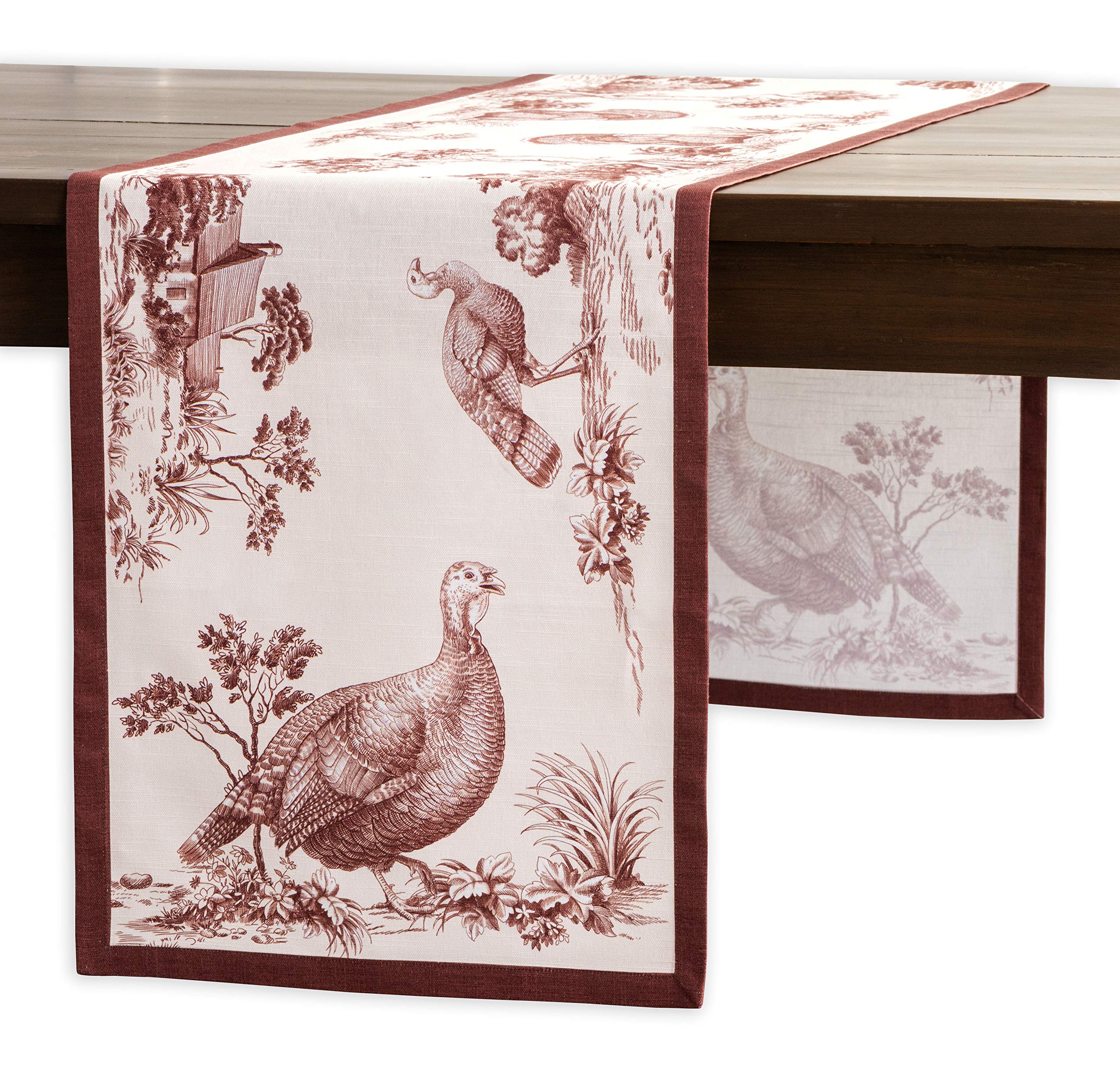 Maison D' Hermine Tablerunners 100% Cotton Decorative Tablerunner Table Cover, Dinner, Wedding & Dining, Holy Jouy - Brown (Sing