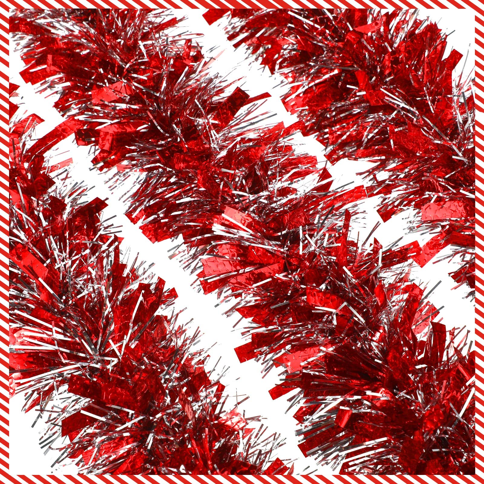 Geosar 26.2 Feet Christmas Tinsel Garland Decoration Metallic Tinsel Twist Garland Halloween Christmas Tree Artificial Hanging O