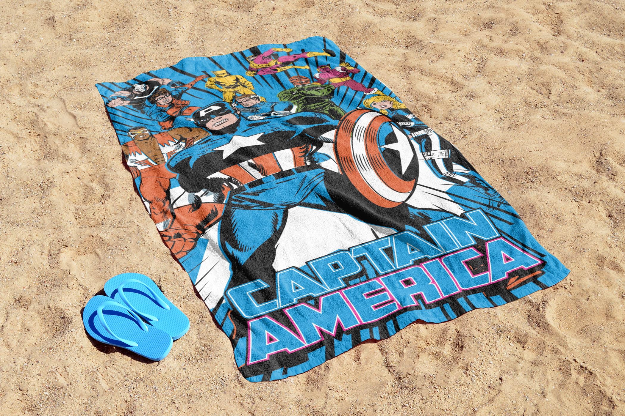 Jay Franco Marvel Comics Captain America Kids Bath Pool Beach Towel - Super Soft & Absorbent 100% Cotton Towel  Measures 28 x 58