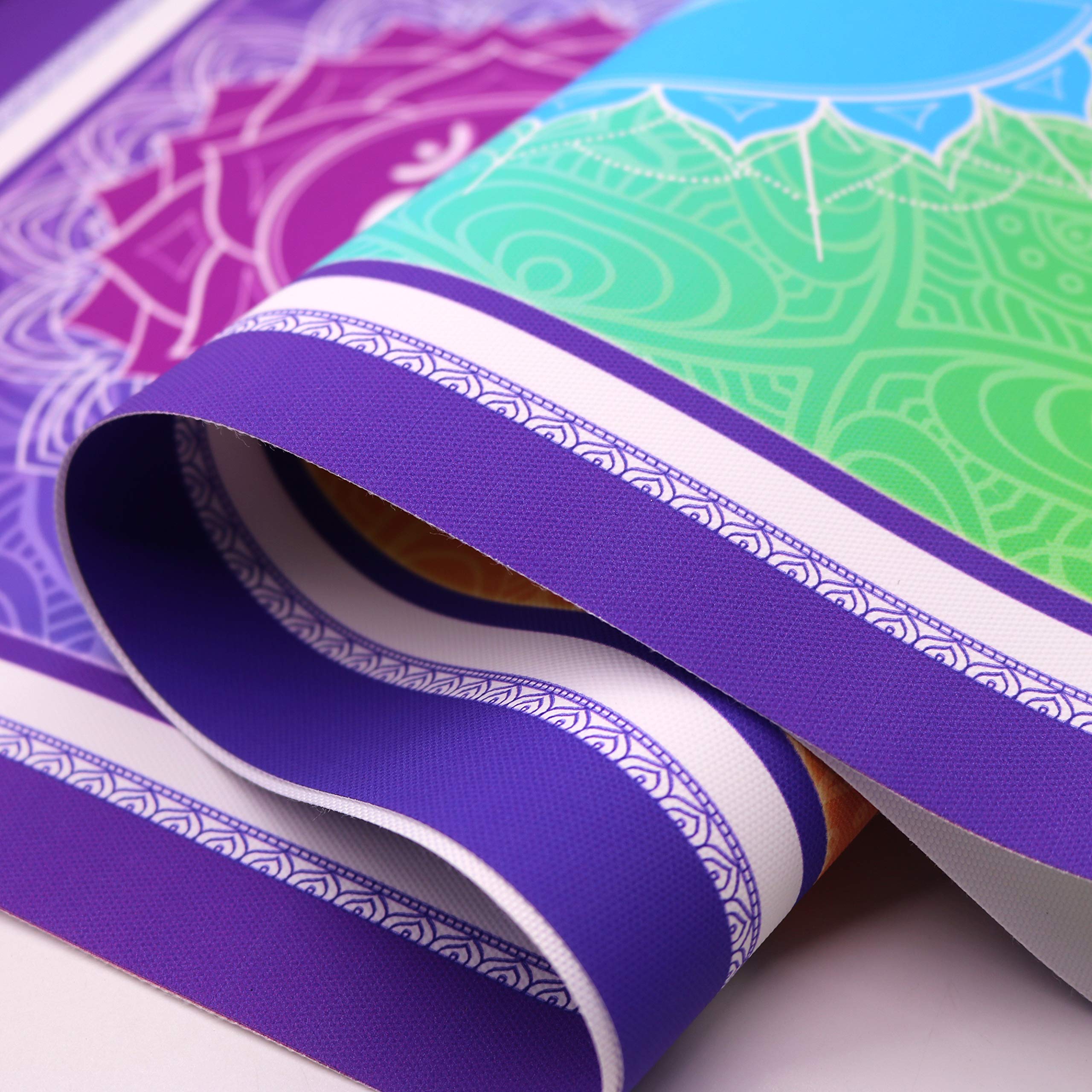 Weroute Large 7 Chakra Mandala Hanging Tapestry Yoga Meditation Banner Scroll Wood Frame Poster Wall Decor Painting14 X 53''