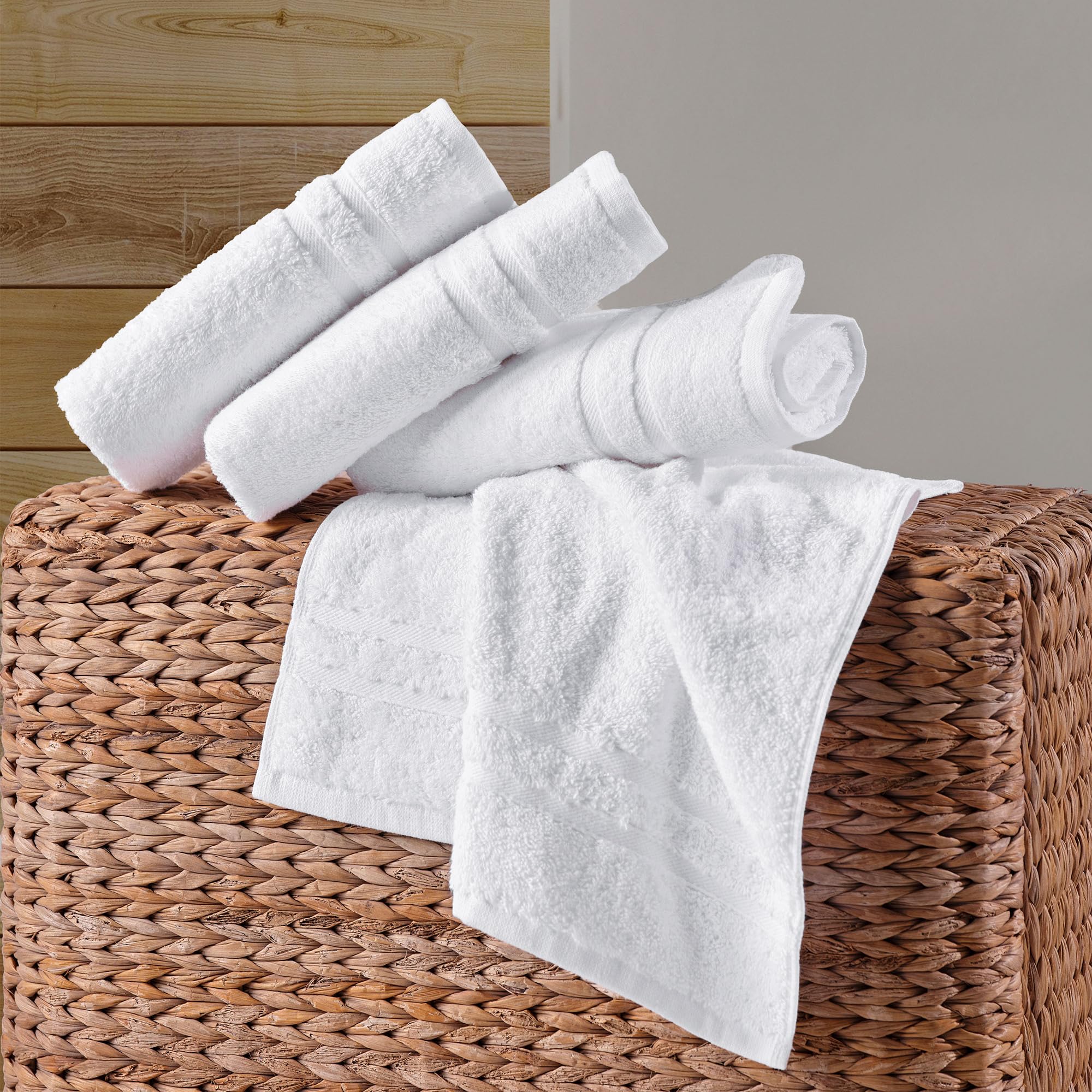 Hawmam Linen White Hand Towels 4-Pack -16 x 29 Turkish Cotton Premium Quality Soft and Absorbent Small Towels for Bathroom
