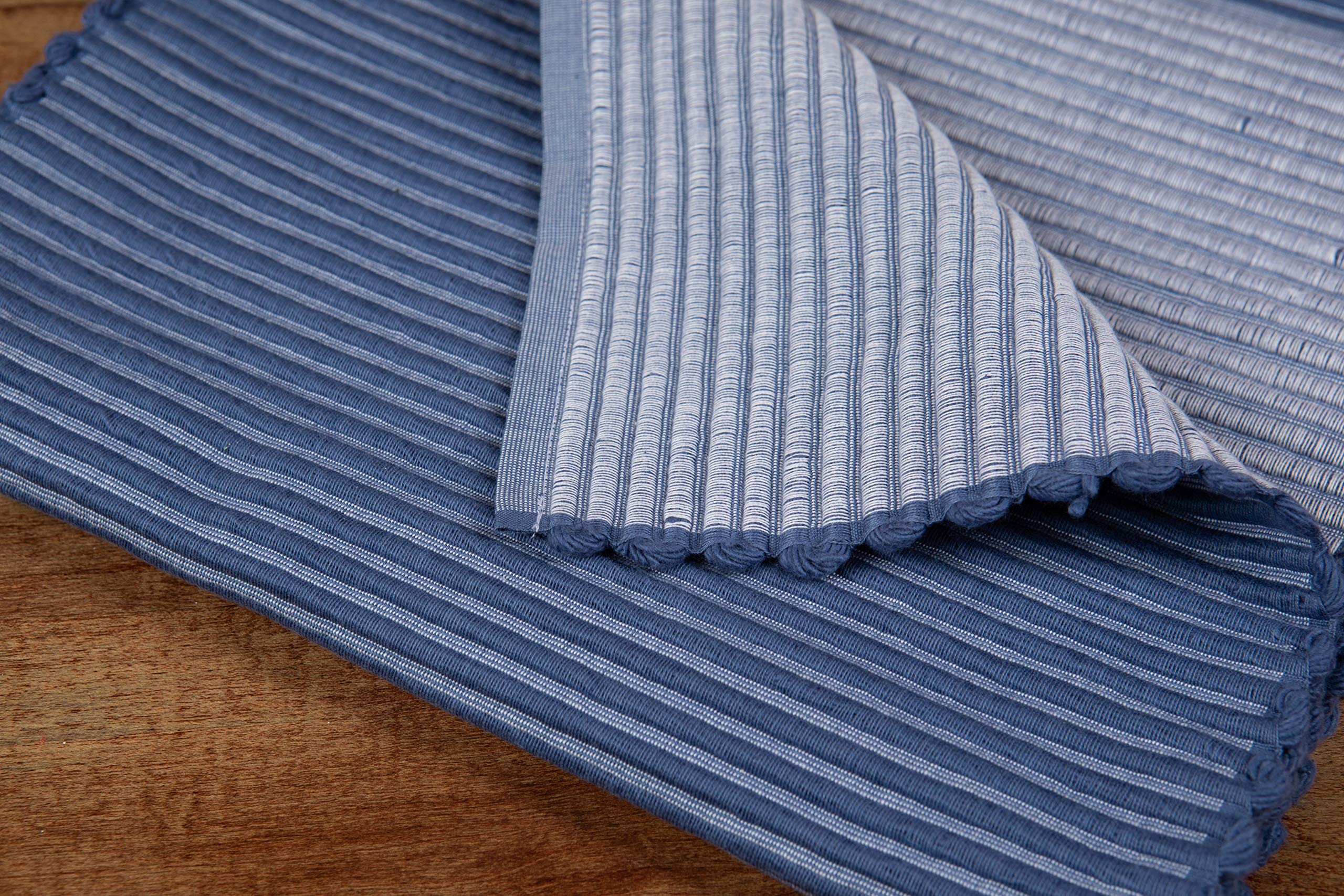 Sticky Toffee Table Runner Cotton Farmhouse Boho 14 in x 72 in  Table D?cor for Kitchen or Dining  Blue Cloth Woven Ribbed Table Runners  Oeko-Tex Cotton