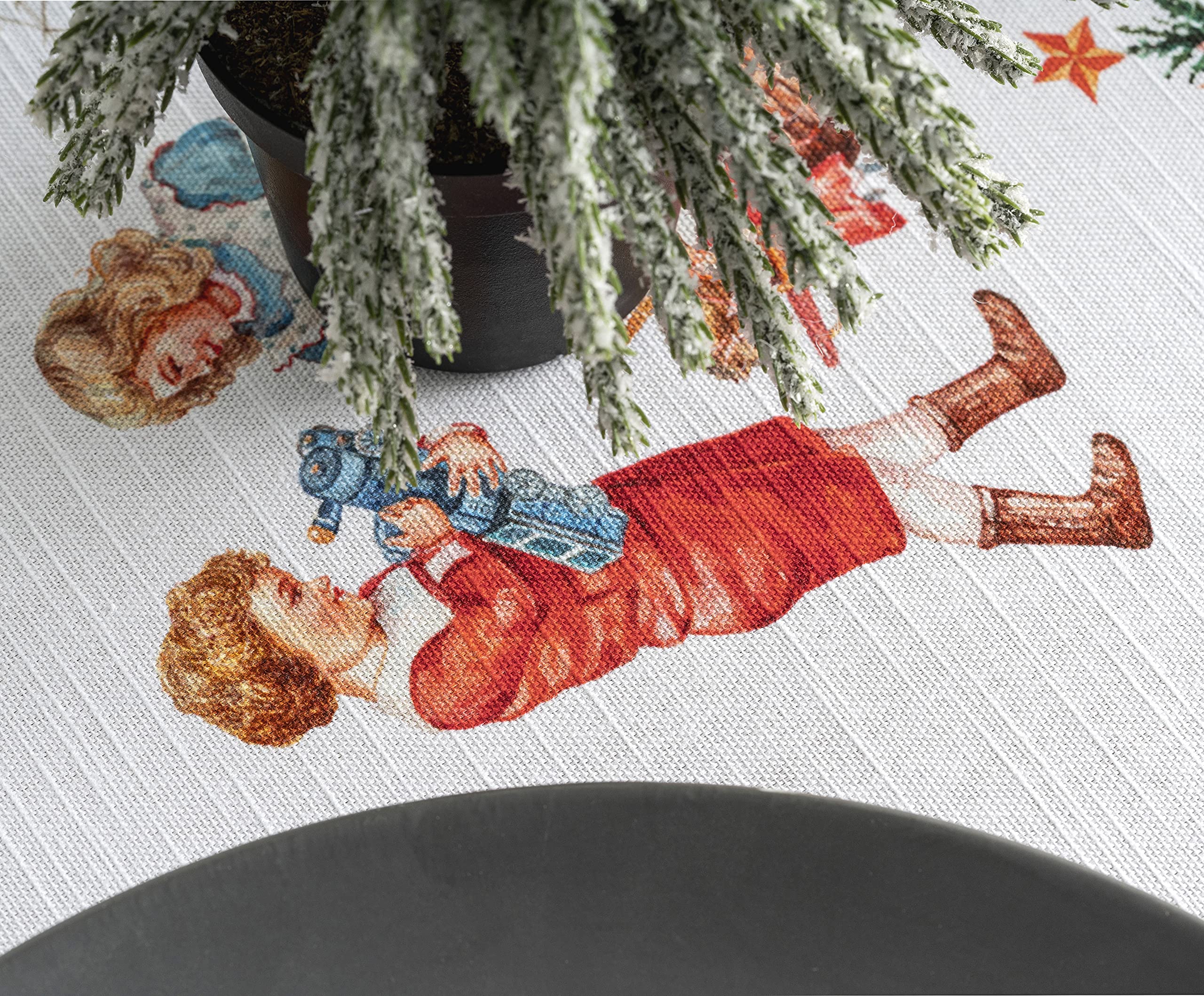 Maison D Hermine Chromo 100% Cotton Tablecloth Kitchen Dining Table Cloth For Round Tables Farmhouse Tabletop Cover For Parties,