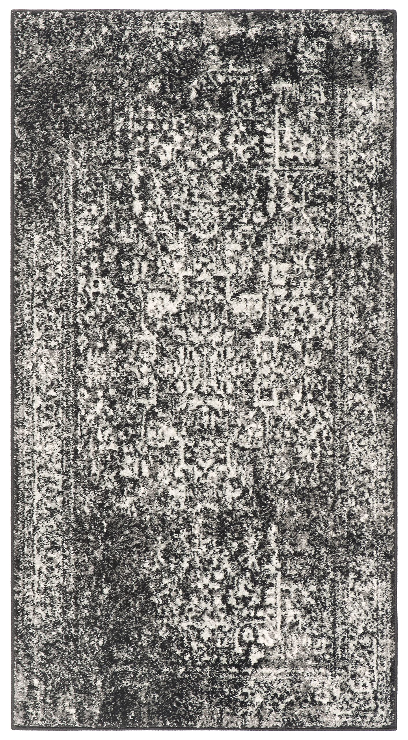 SAFAVIEH Evoke Collection 22 x 4 Black / Grey EVK256R Oriental Distressed Non-Shedding Living Room Bedroom Accent Rug