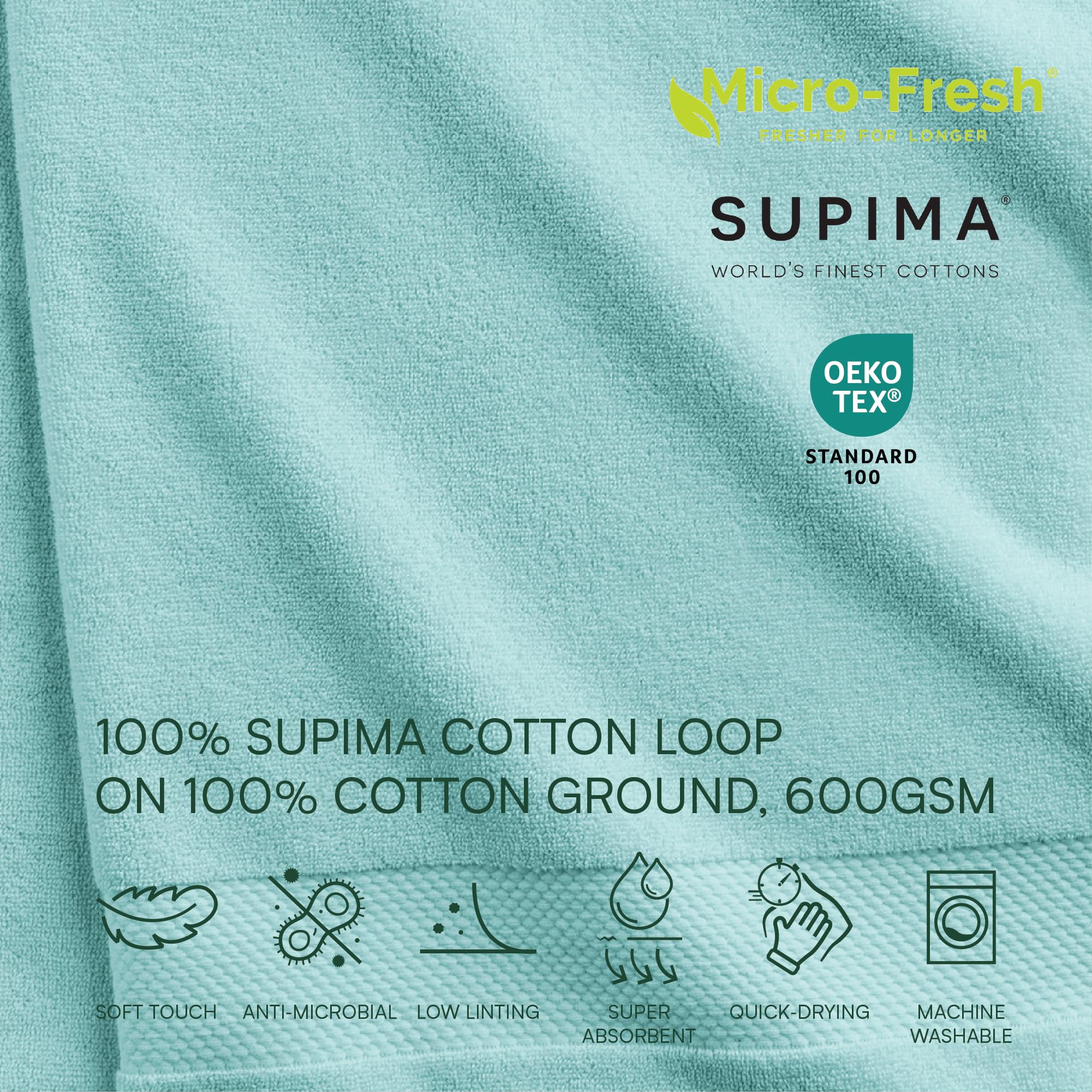 Lacoste Heritage Supima Cotton Bath Towel, Mint, 30'' X 54''