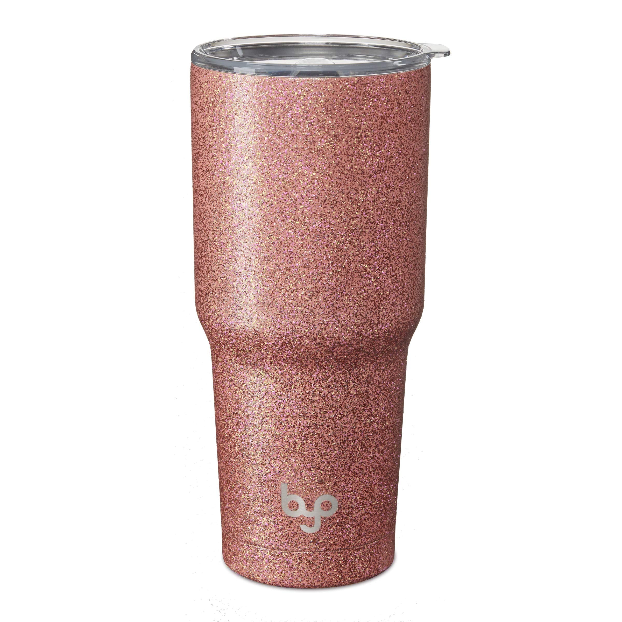Byo By Built 30 Ounce Double Walled Stainless Steel Tumbler Rose Gold Glitter 5237748
