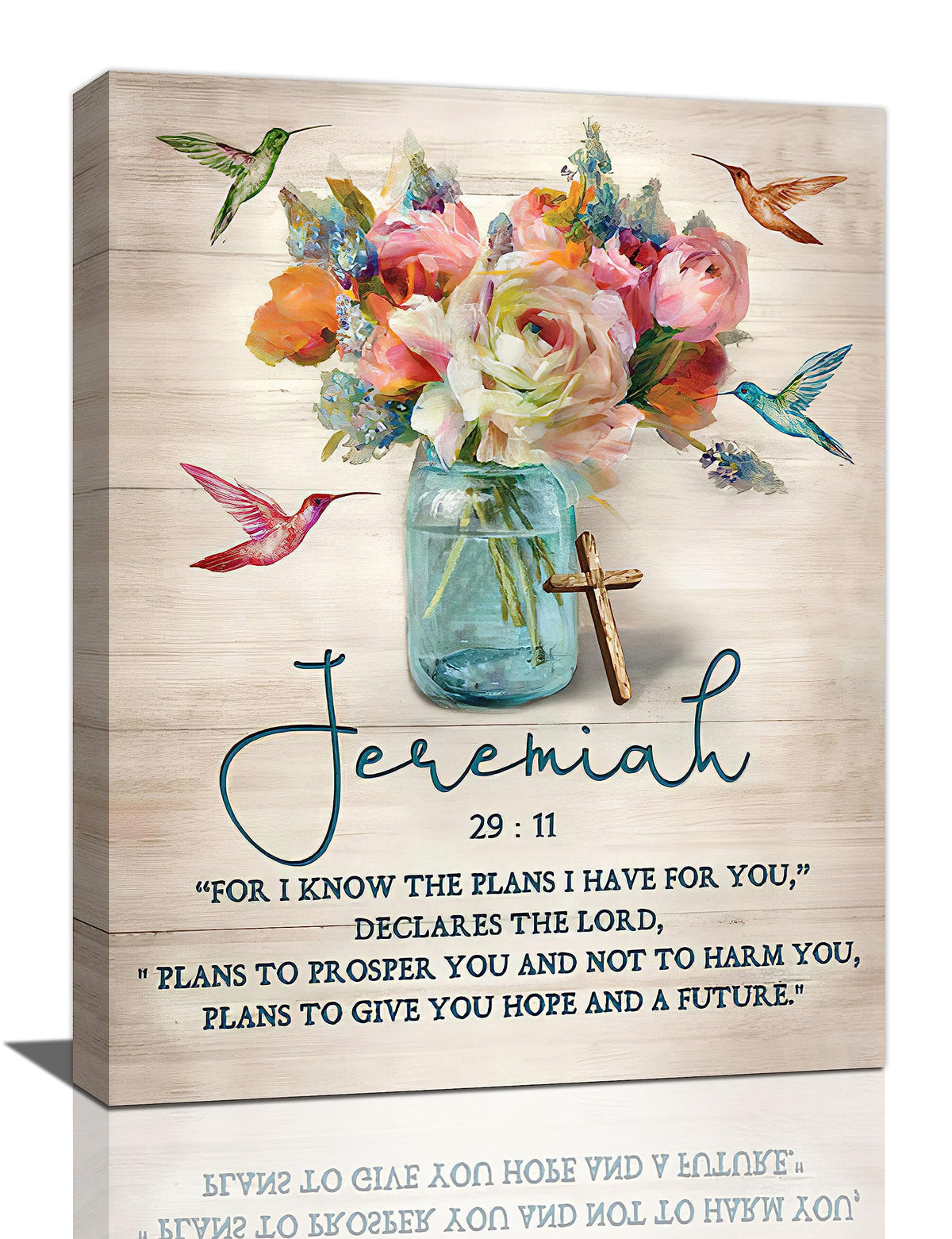 Farmhouse Scripture Wall Art Religious Bible Verses Canvas Prints Painting Rustic Floral Flower Pictures Framed Country Christia