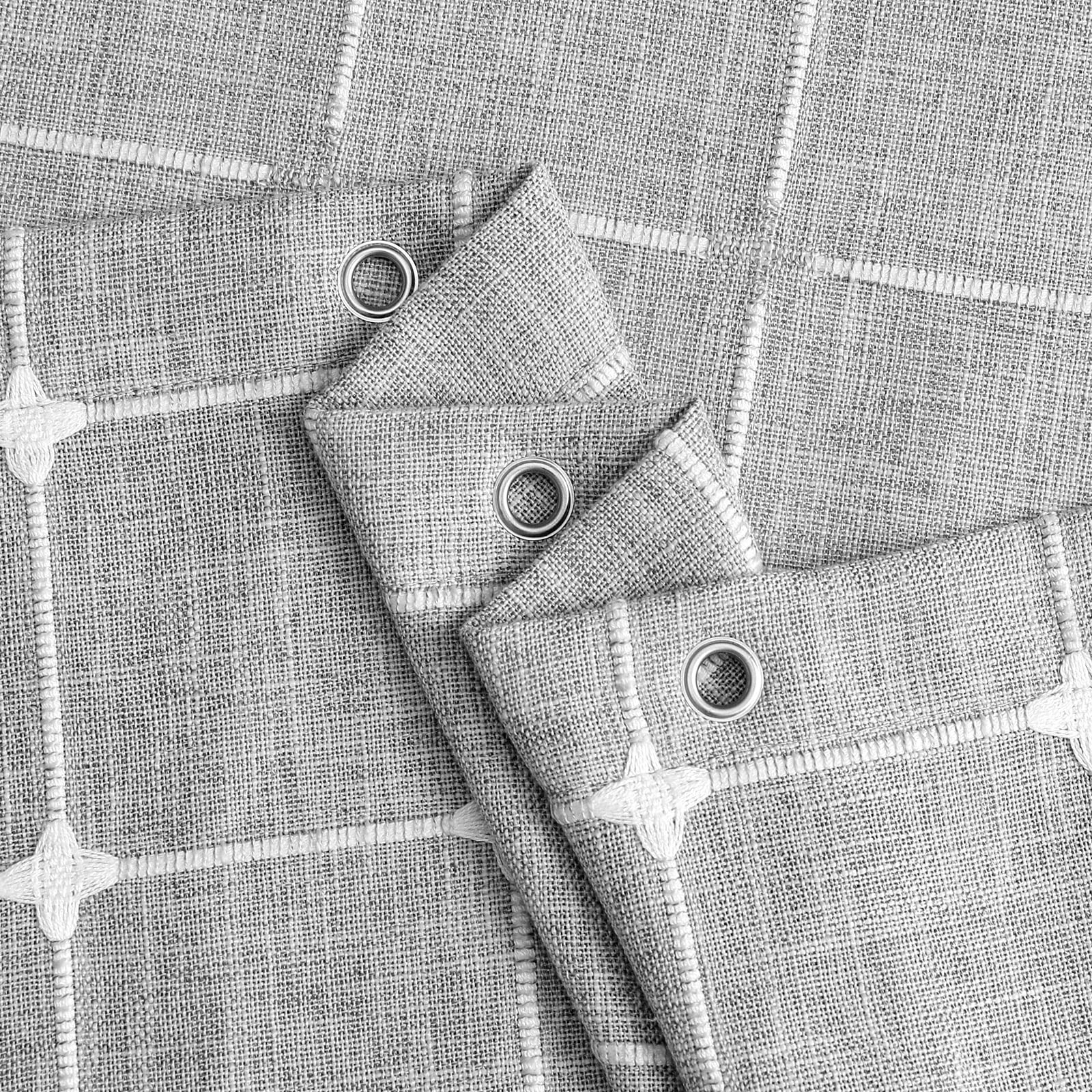 Mitovilla Grey Boho Extra Long Shower Curtain 72 X 84, Modern Farmhouse 84 Inch Xl Cotton Linen Texture Tassel Fabric Shower Cur