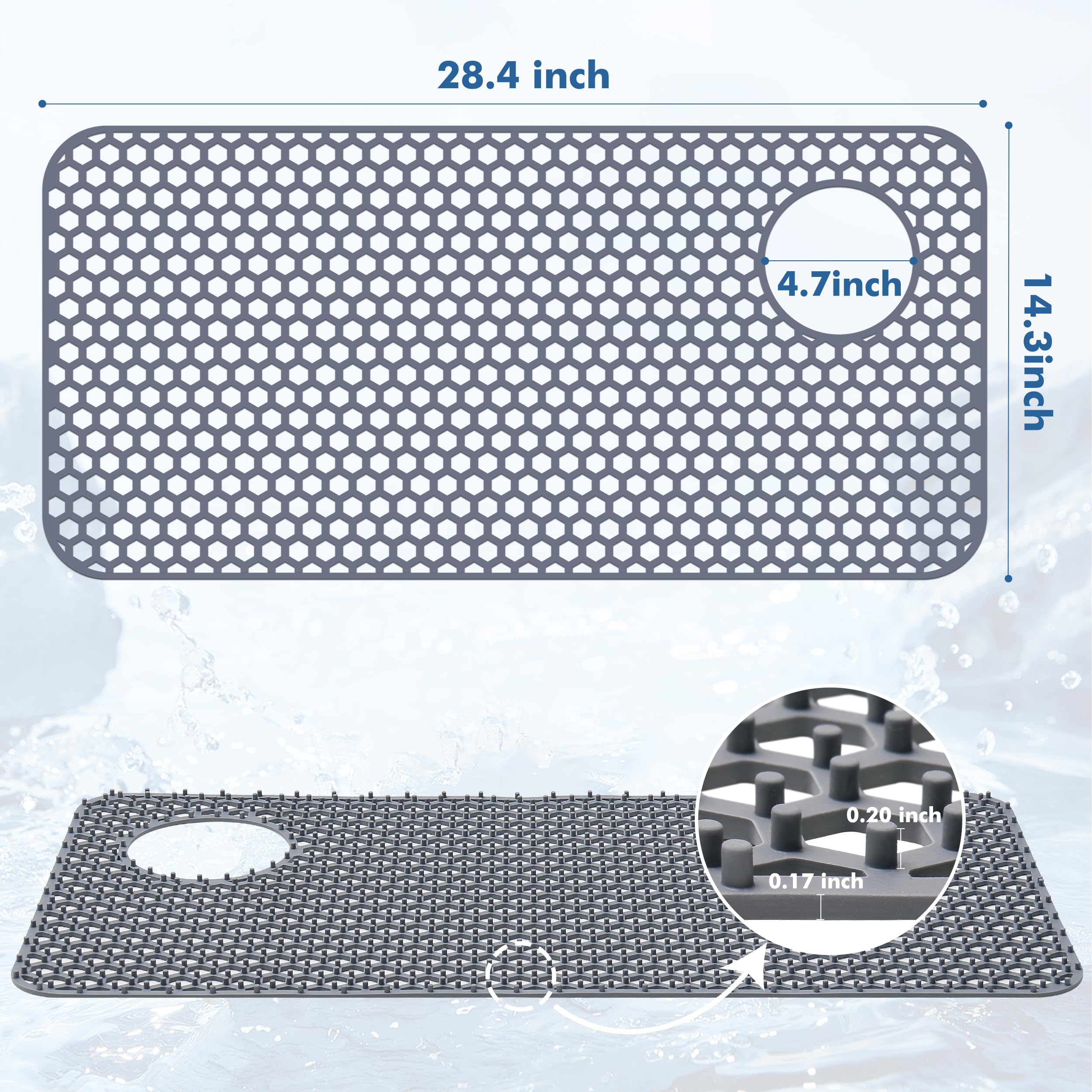 Silicone Sink Protectors For Kitchen Sink - 28.4''X 14.3'' Kitchen Sink Mats Accessory, Non-Slip Heat Resistant Sink Mat For Bot