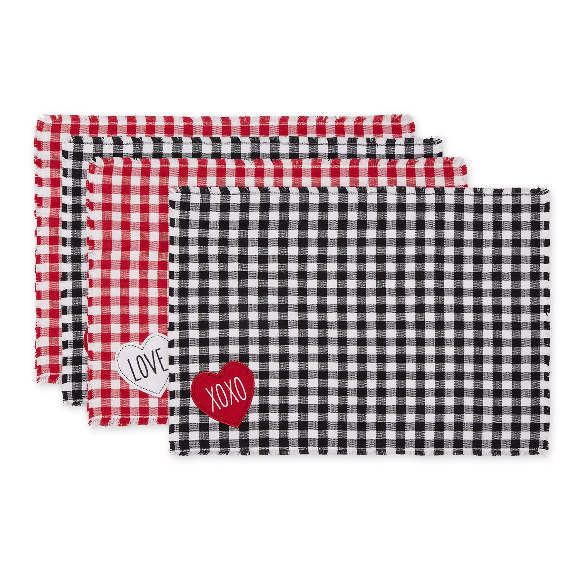 LOVE & XOXO CHECKERS EMBELLISHED PLACEMATS SET/4