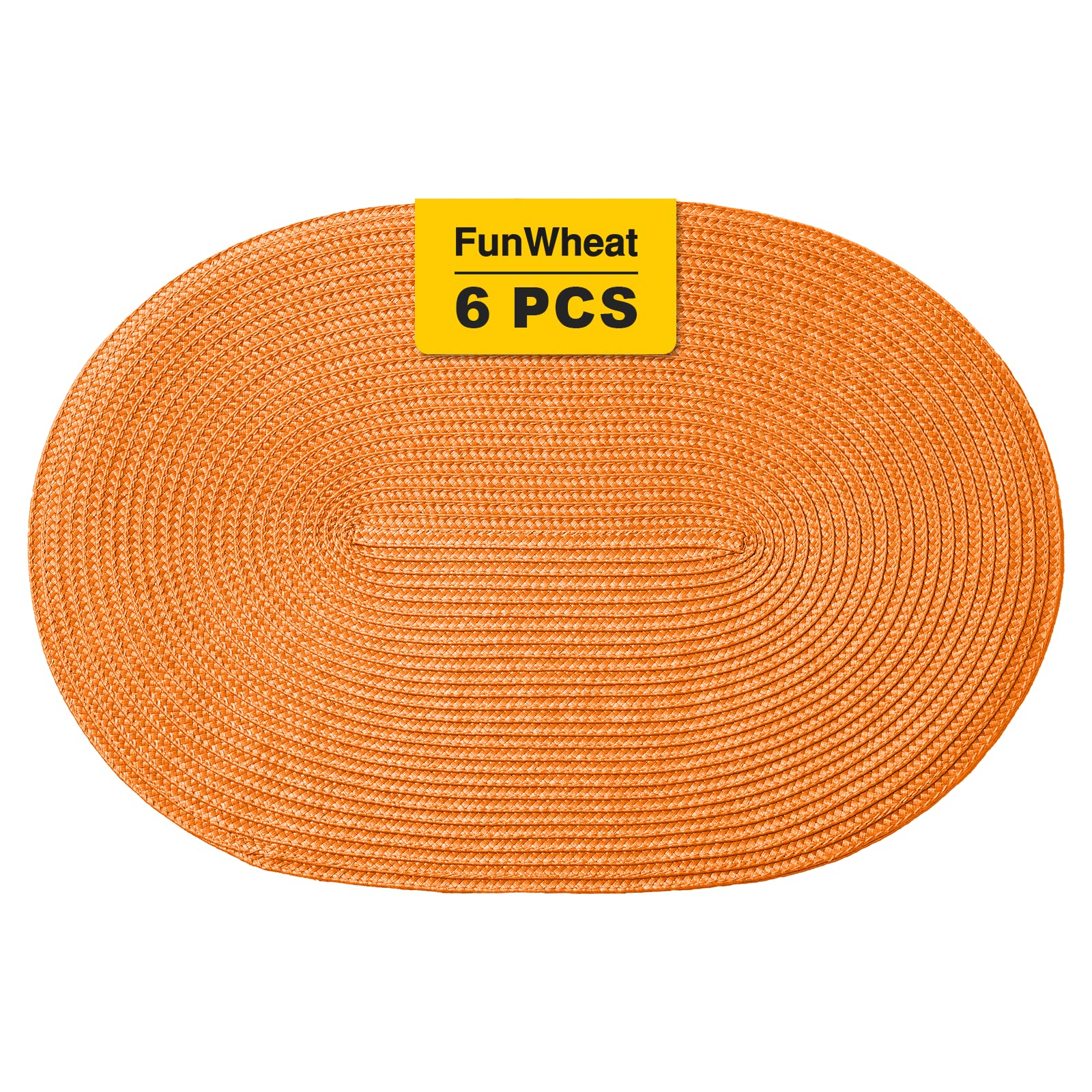 Funwheat Oval Braided Placemats Set Of 6 Table Mats For Dining Tables Woven Washable Non-Slip Shining Place Mats12X18 Inch Table