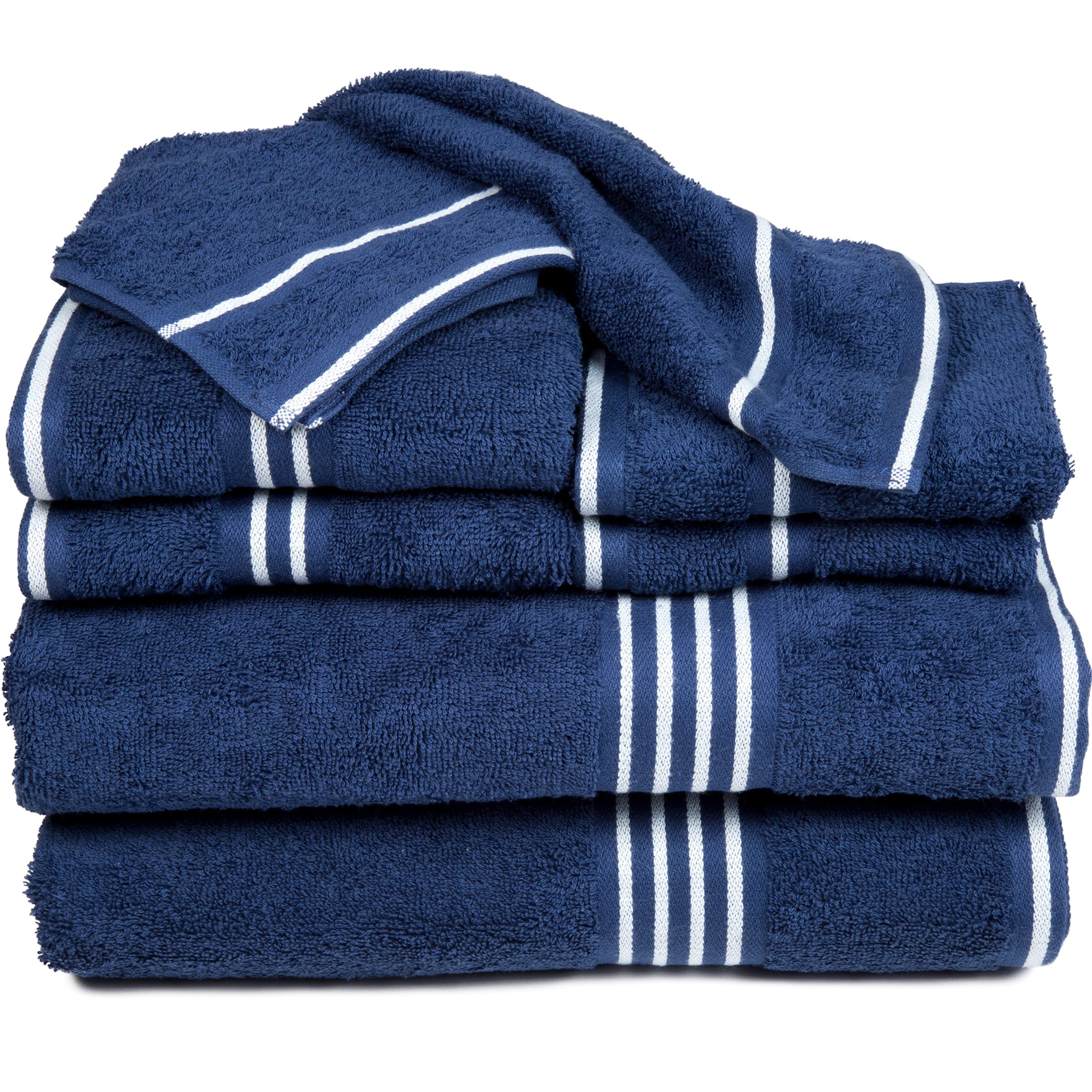 Lavish Home Rio 8 Piece 100% Cotton Towel Set - Navy