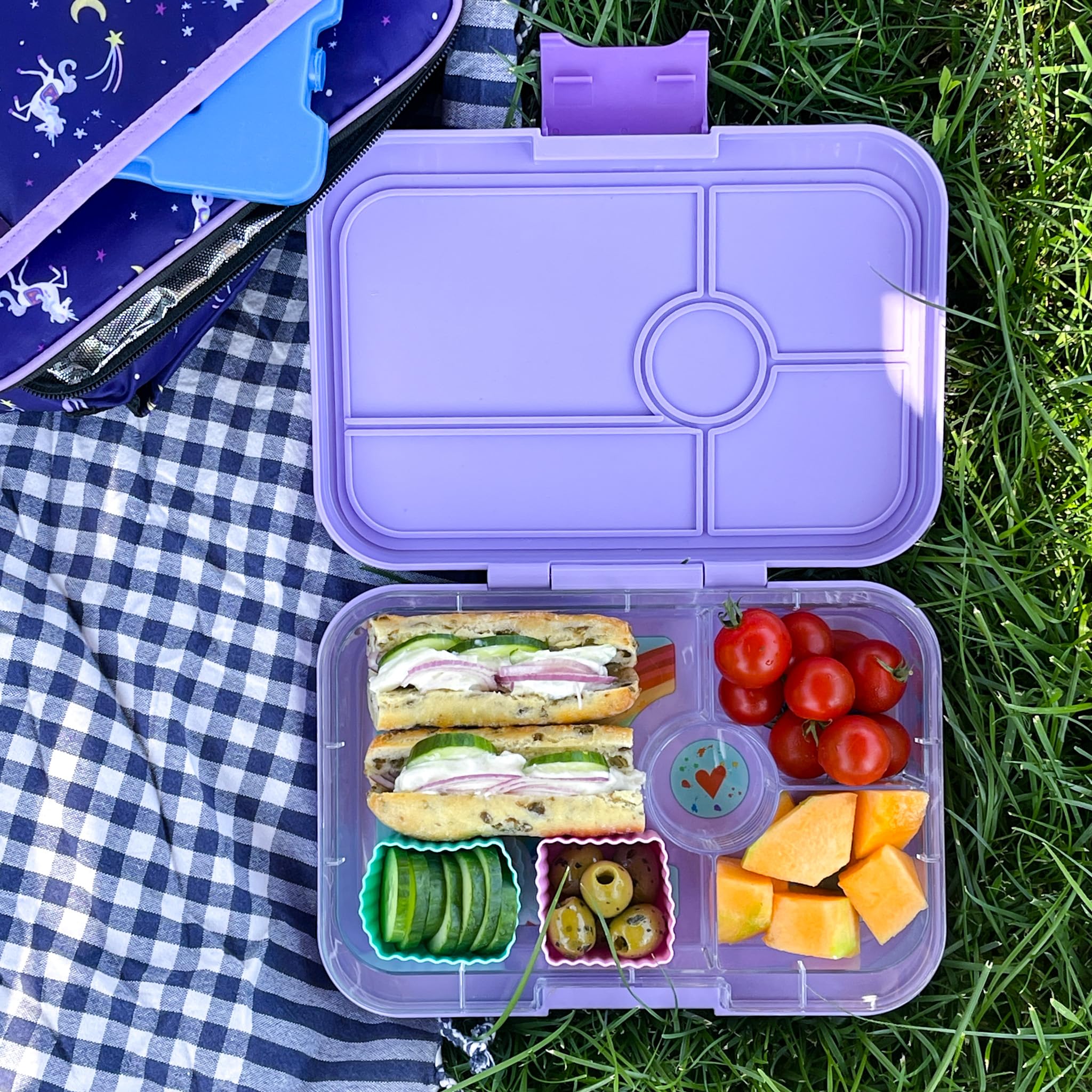 Yumbox Tapas (Seville Purple Rainbow) - Large Leakproof Bento Lunch Box For Adults/Kids, 4 Compartments - 4.2 Cups Capacity