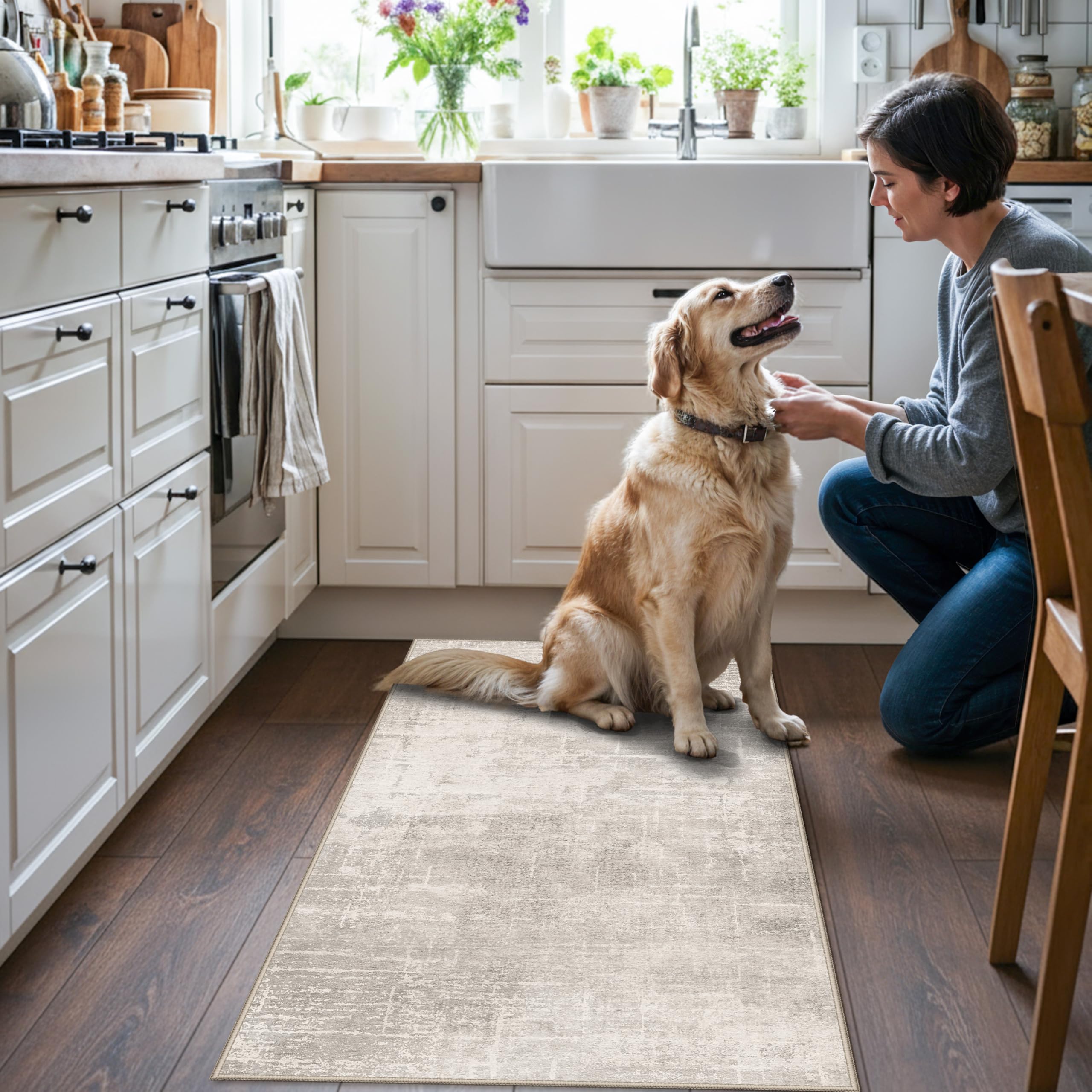Washable 2x4 Entryway Area Rugs: Abstract Water Resistant Kitchen Sink Rug Non-Slip Durable Doormat Ultra Soft Living Room Bedro