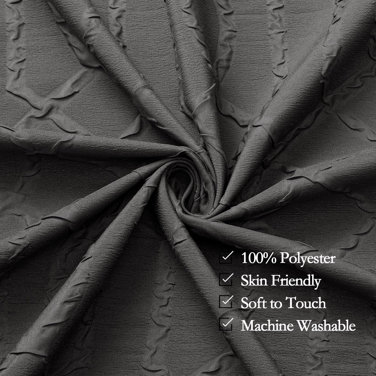 Gibelle Ombre Black Shower Curtain For Bathroom, 3D Embossed Geometric Textured Fabric Shower Curtain Set With Hooks, Modern Far