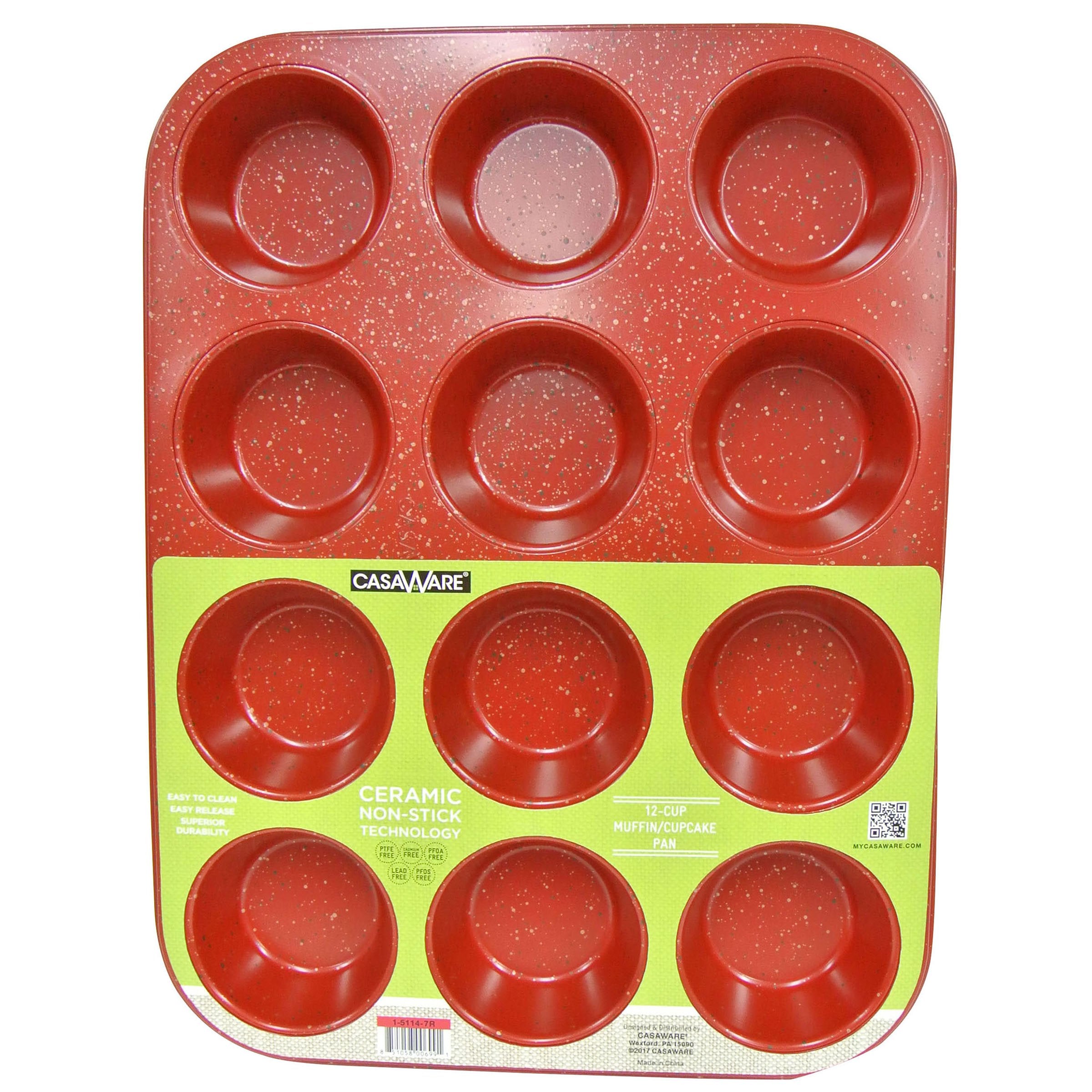 Casaware Ceramic Coated Nonstick 12 Cup Muffin Pan (Red Granite)