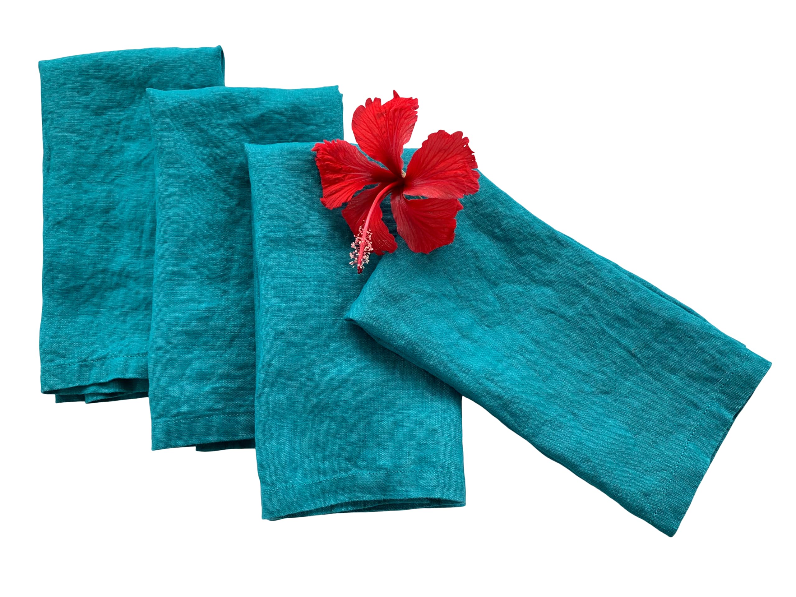 Linen Napkins -100% French Flax - Stonewashed Pure Linen Cloth Napkins - Size 18 Inch X 18 Inch - Set Of 4, Tropics (Tropical Te