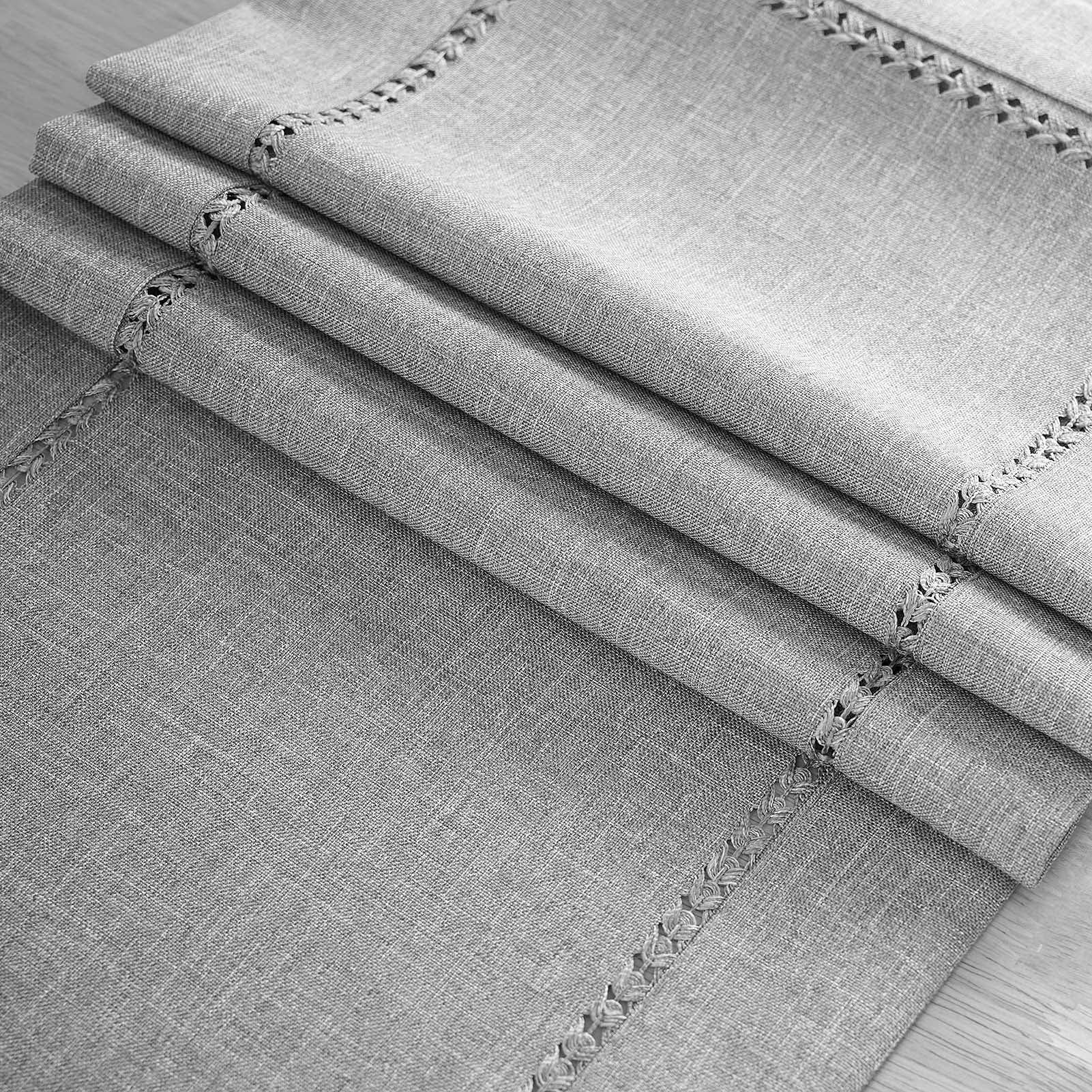 Arksu Handmade Hemstitch Polyester Table Runner Hollow Simple And Farmhouse Style For Everyday Dining Wedding Party Holiday Home