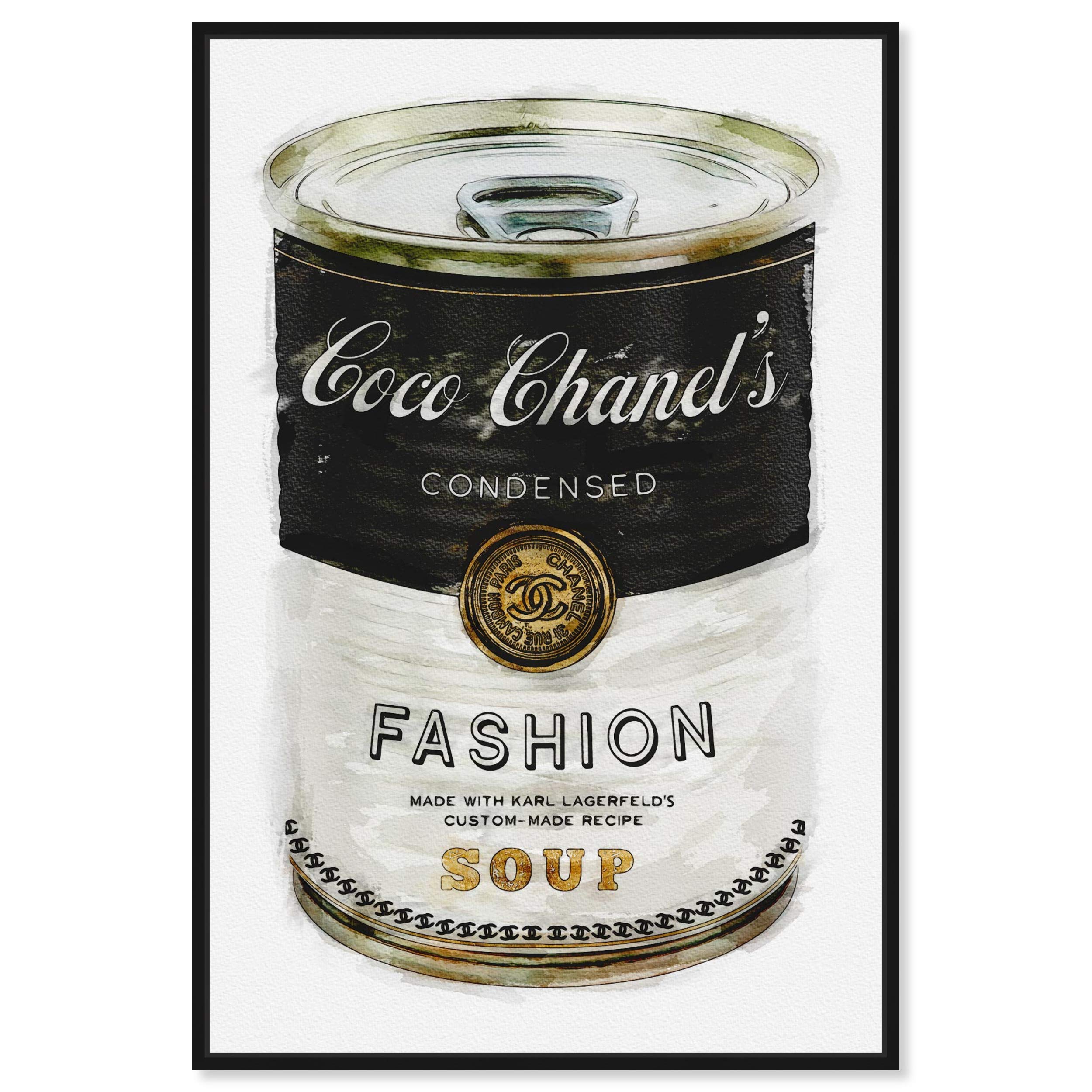 The Oliver Gal Artist Co. Couture Road Sign Rococo Fashion Soup, 24X36, Black Frame