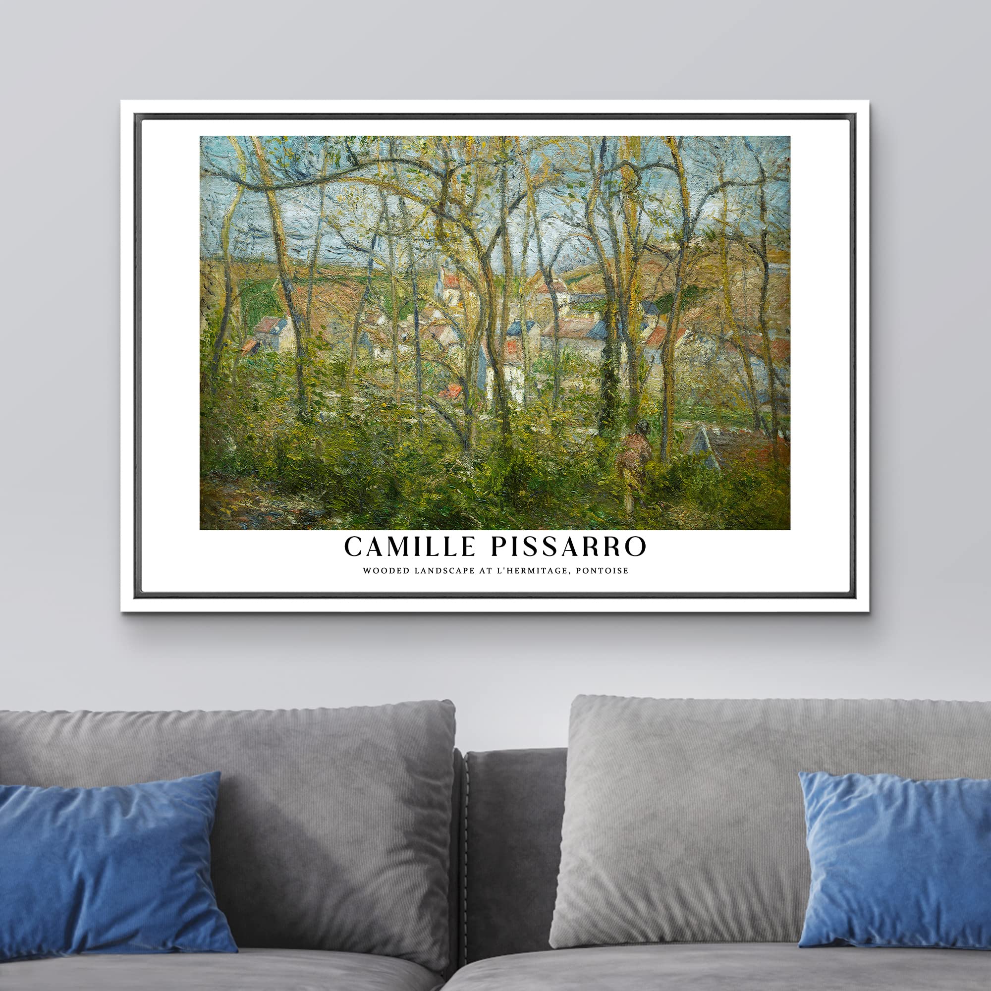 Wall26 Framed Canvas Print Wall Art Wooded Landscape At Pontoise By Pissarro Historic Classical Illustrations Fine Art Decorativ